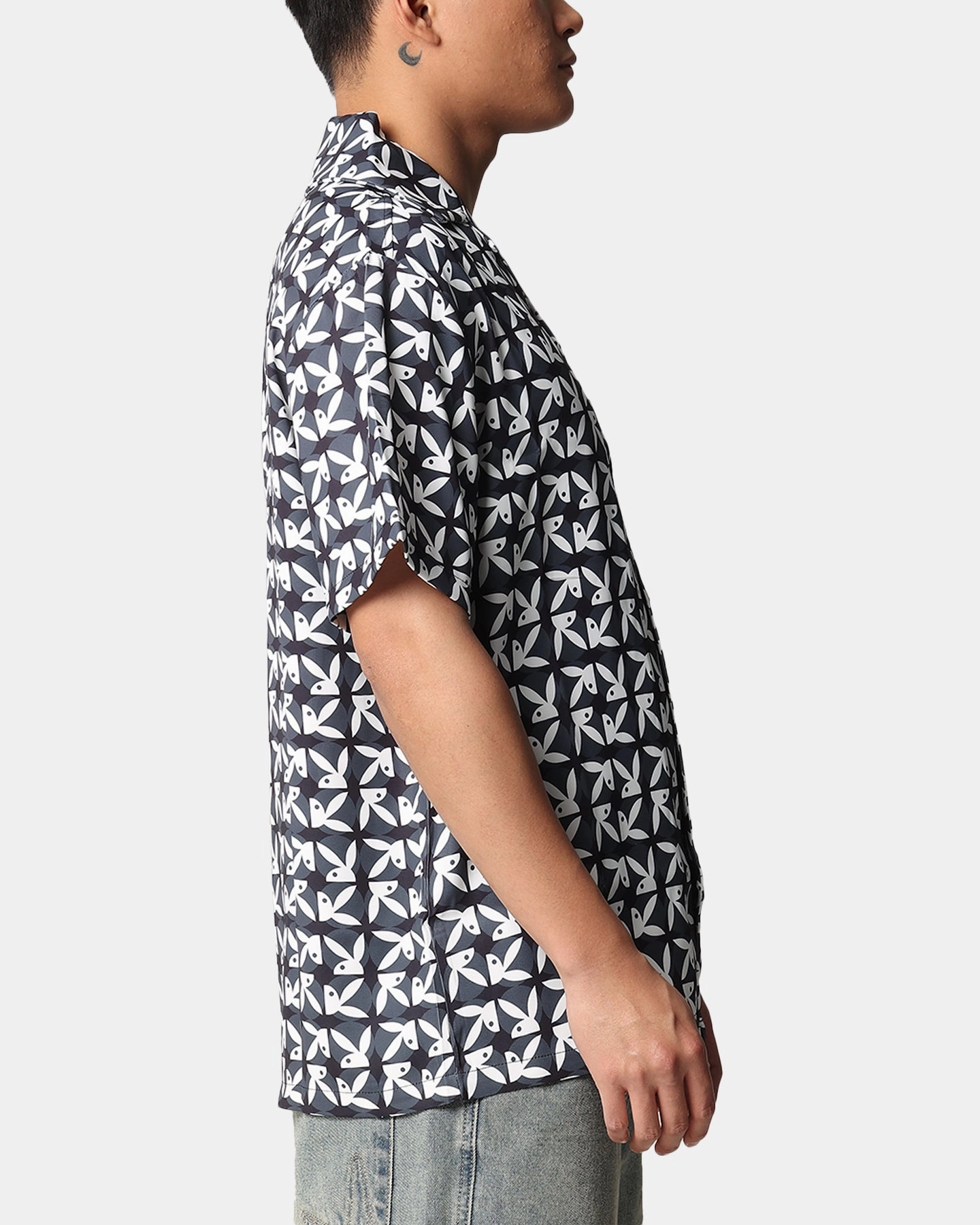 Playboy Half RHD Repeat Shirt Black Subtle pattern