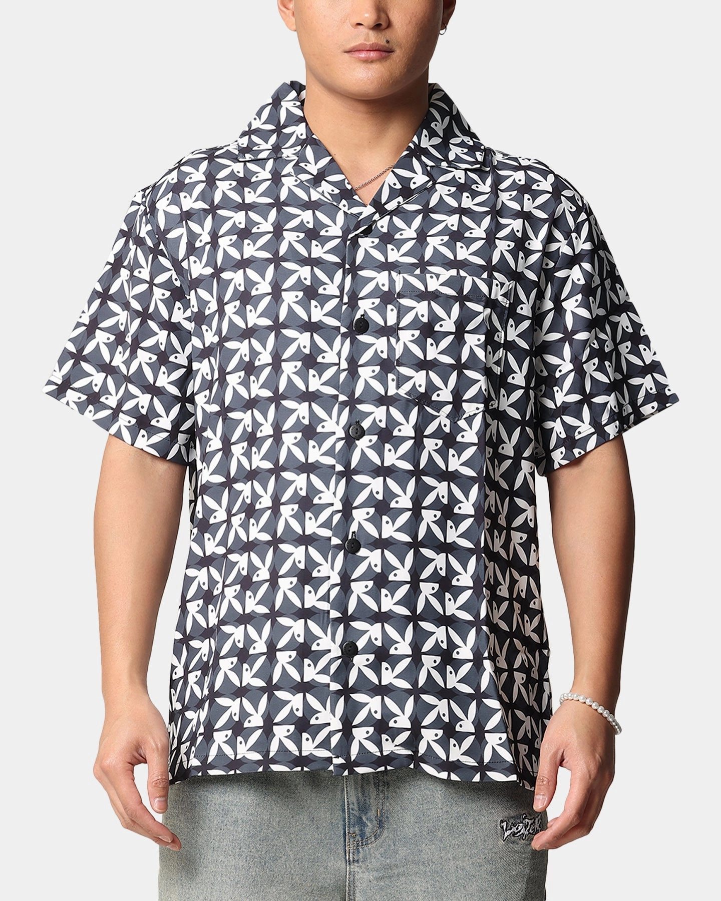 Playboy Half RHD Repeat Shirt Black Autumn Look