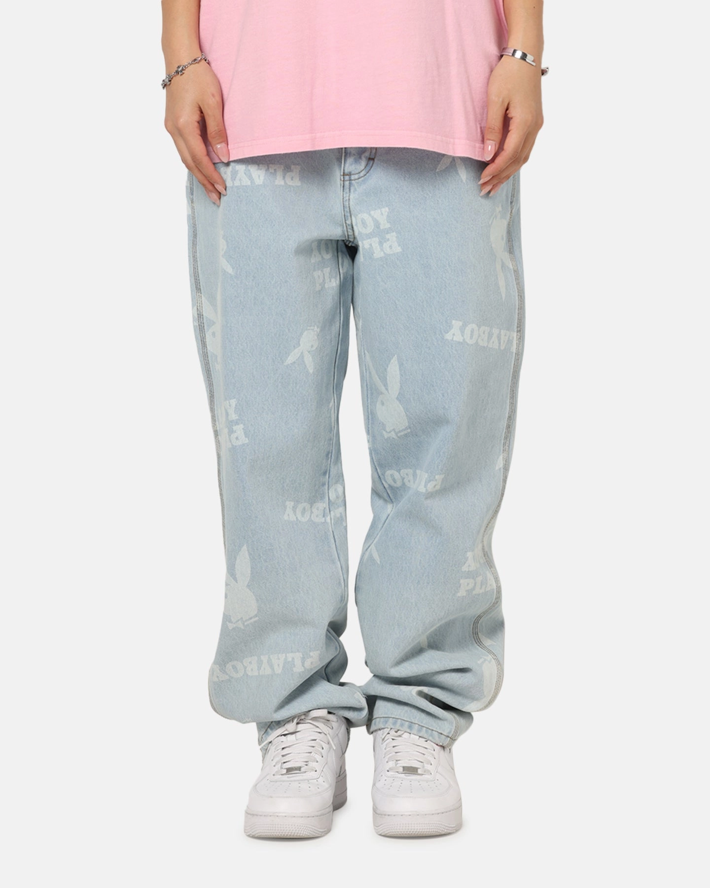 Bartack Stitching Effortless Look Playboy Mess Denim Jeans Light Indigo