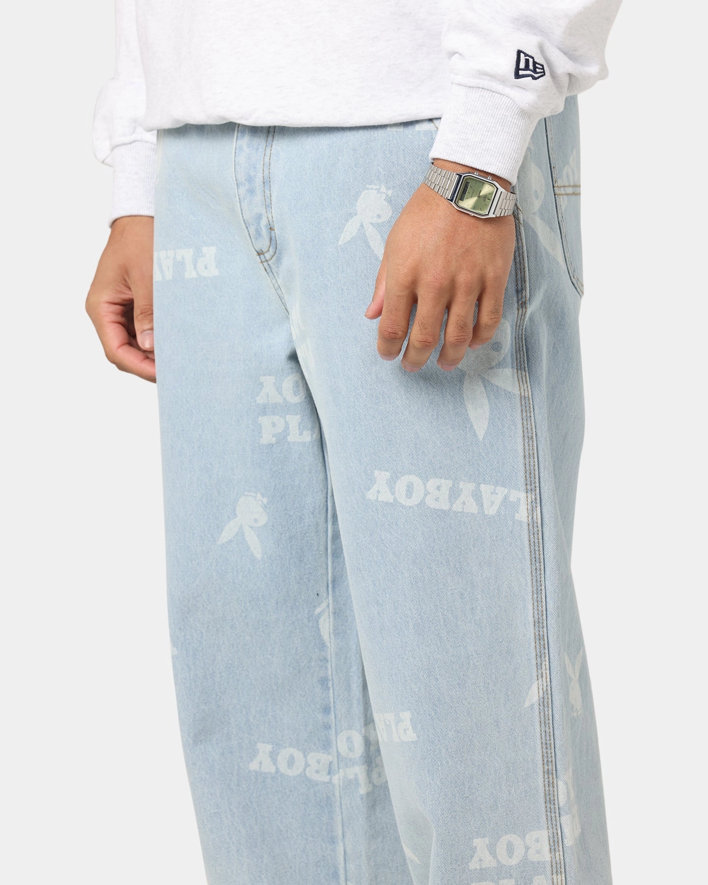 Playboy Mess Denim Jeans Light Indigo Party Look Sunny Vibes Couple Look Youth Style Office Wear