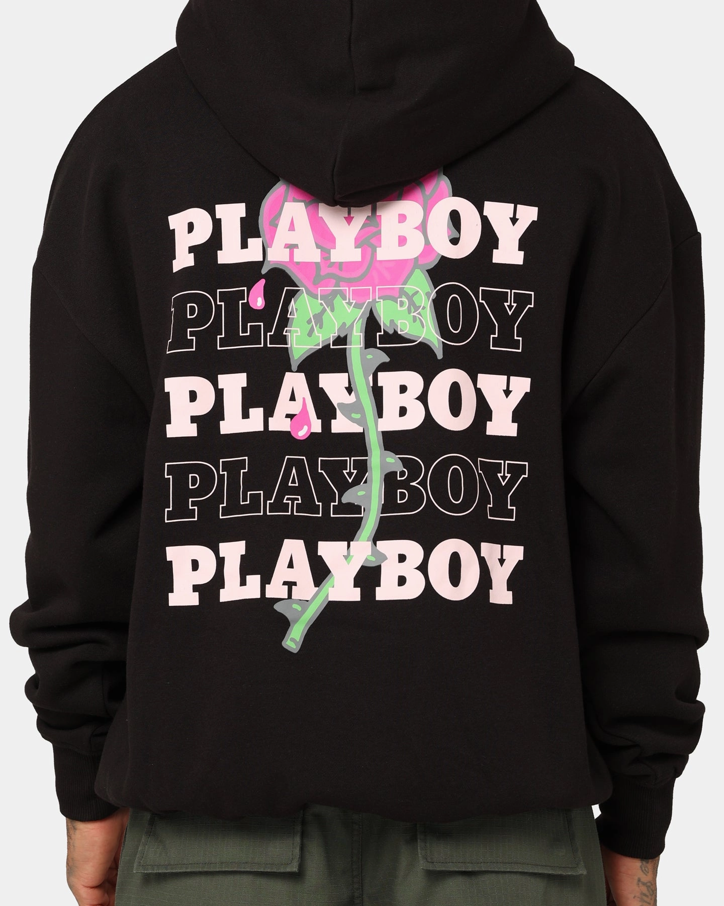 Playboy Rose Stack Hoodie Black Fashionable Style