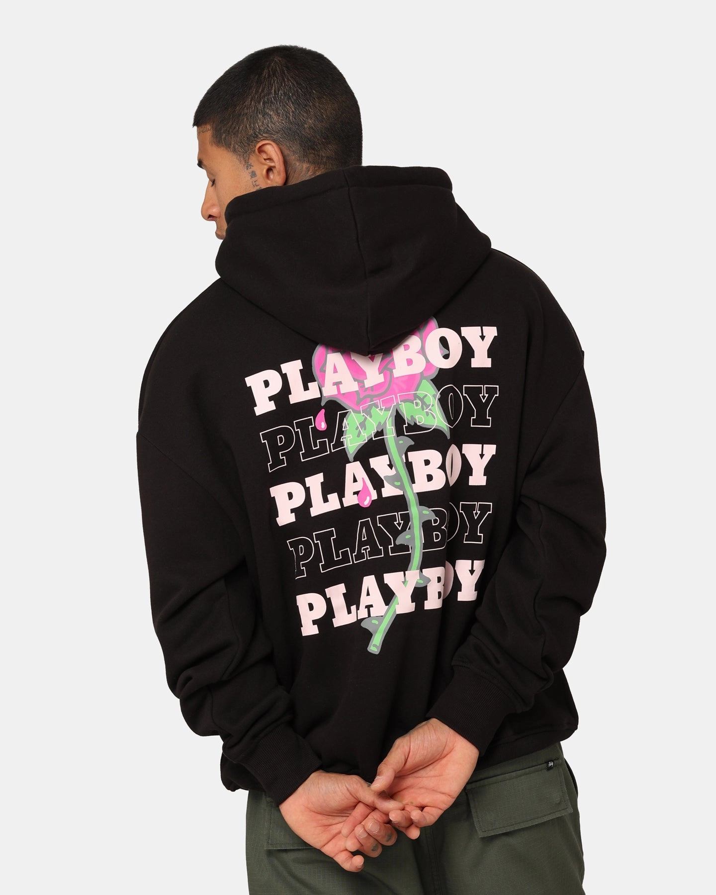Last Playboy Rose Stack Hoodie Black