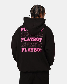 Playboy Side Bunny Stack Hoodie Black Shield All Weather Versatility