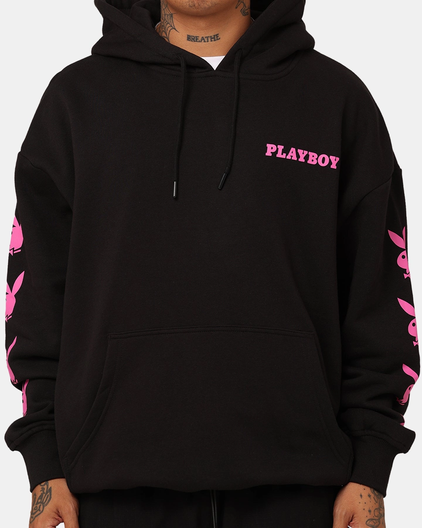 Playboy Side Bunny Stack Hoodie Black Trendy Accessory