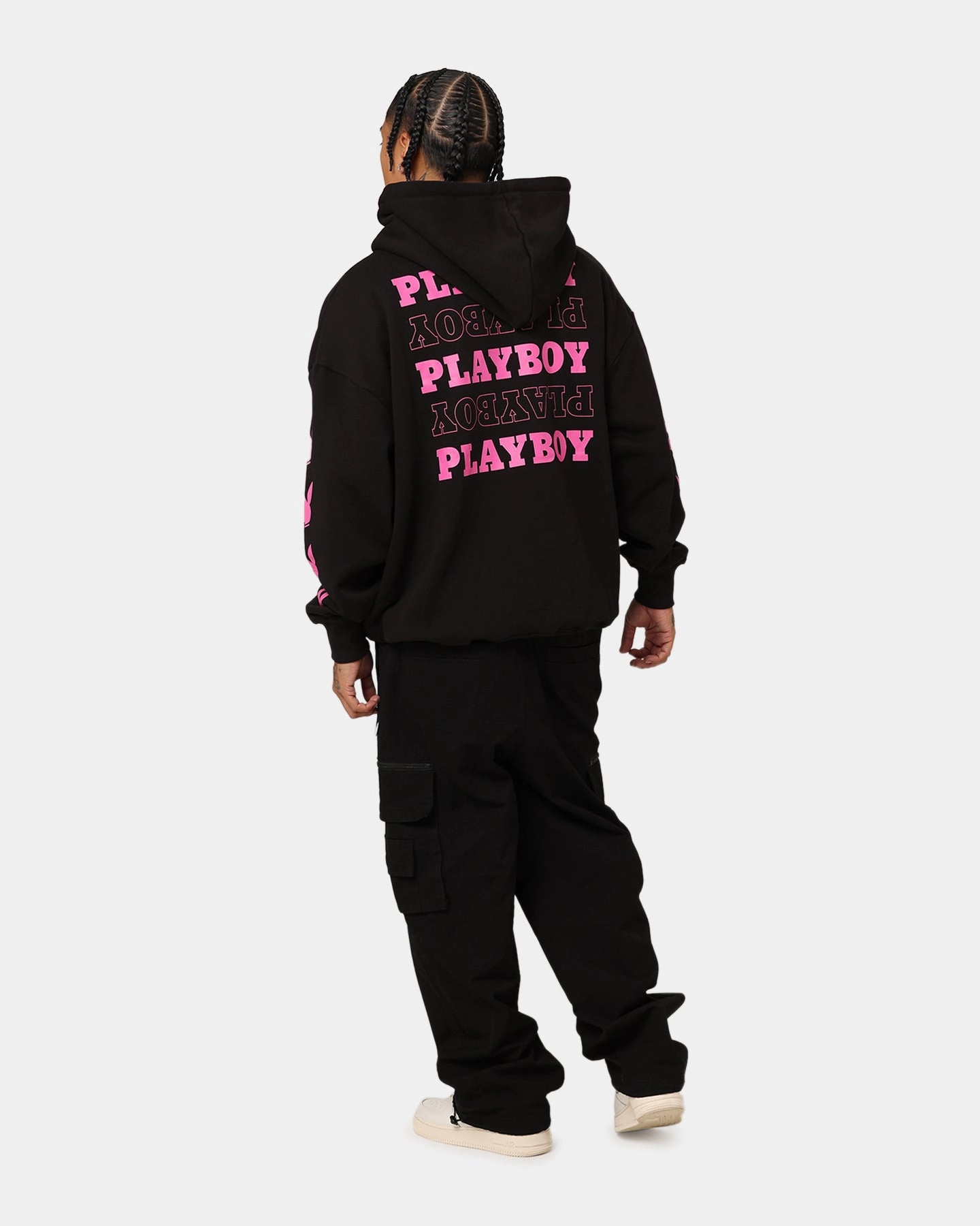Playboy Side Bunny Stack Hoodie Black detachable sleeves