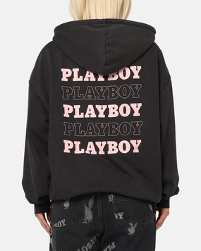 hiking clothes Playboy Stack Washed Hoodie Washed Black