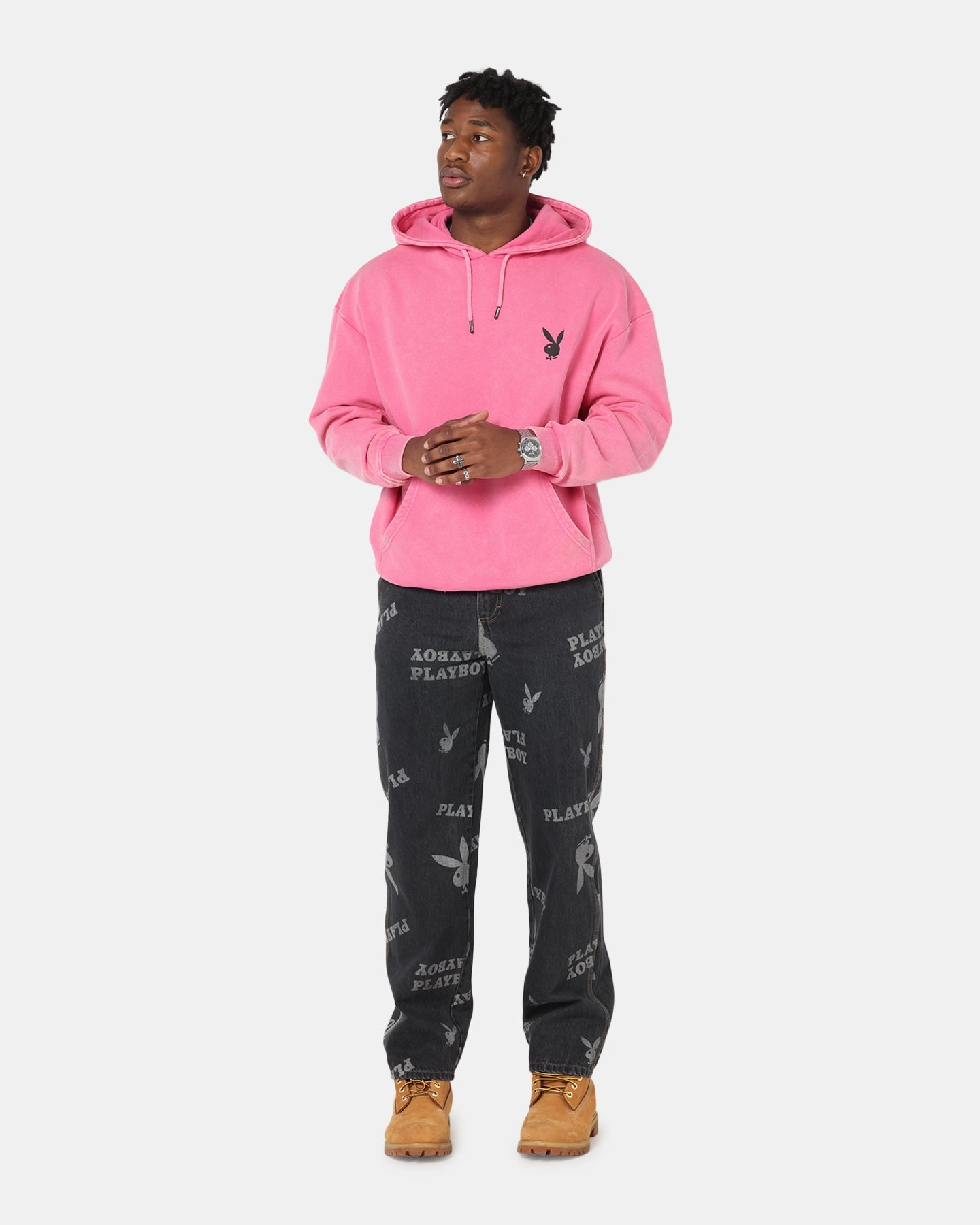 Playboy Stack Washed Hoodie Washed Raspberry Skate Inspired