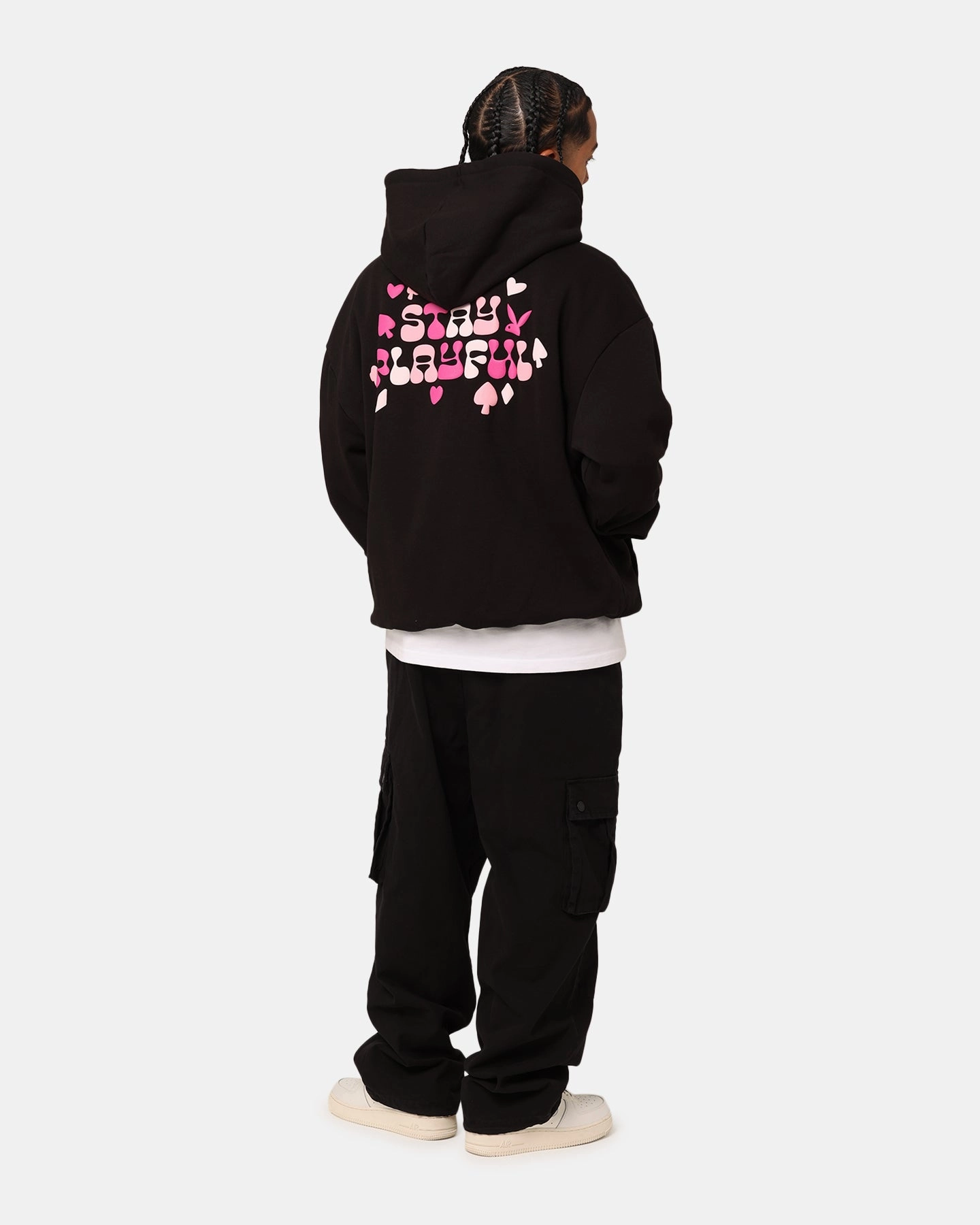 Magnetic Closure Playboy Stay Playful Hoodie Black