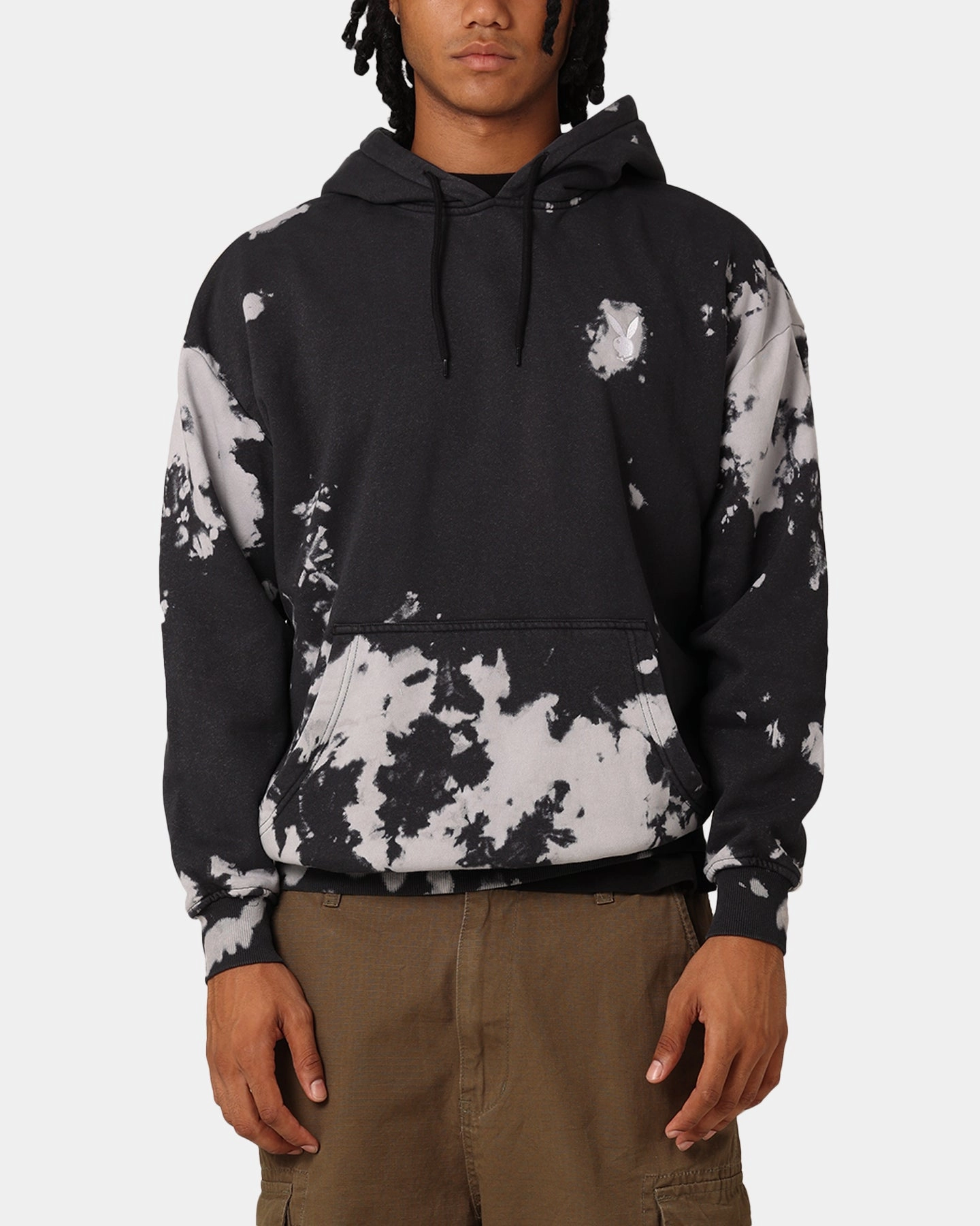 Durable Material Fitness Playboy Tie Dyed Bunny Hoodie Black Tie Dye