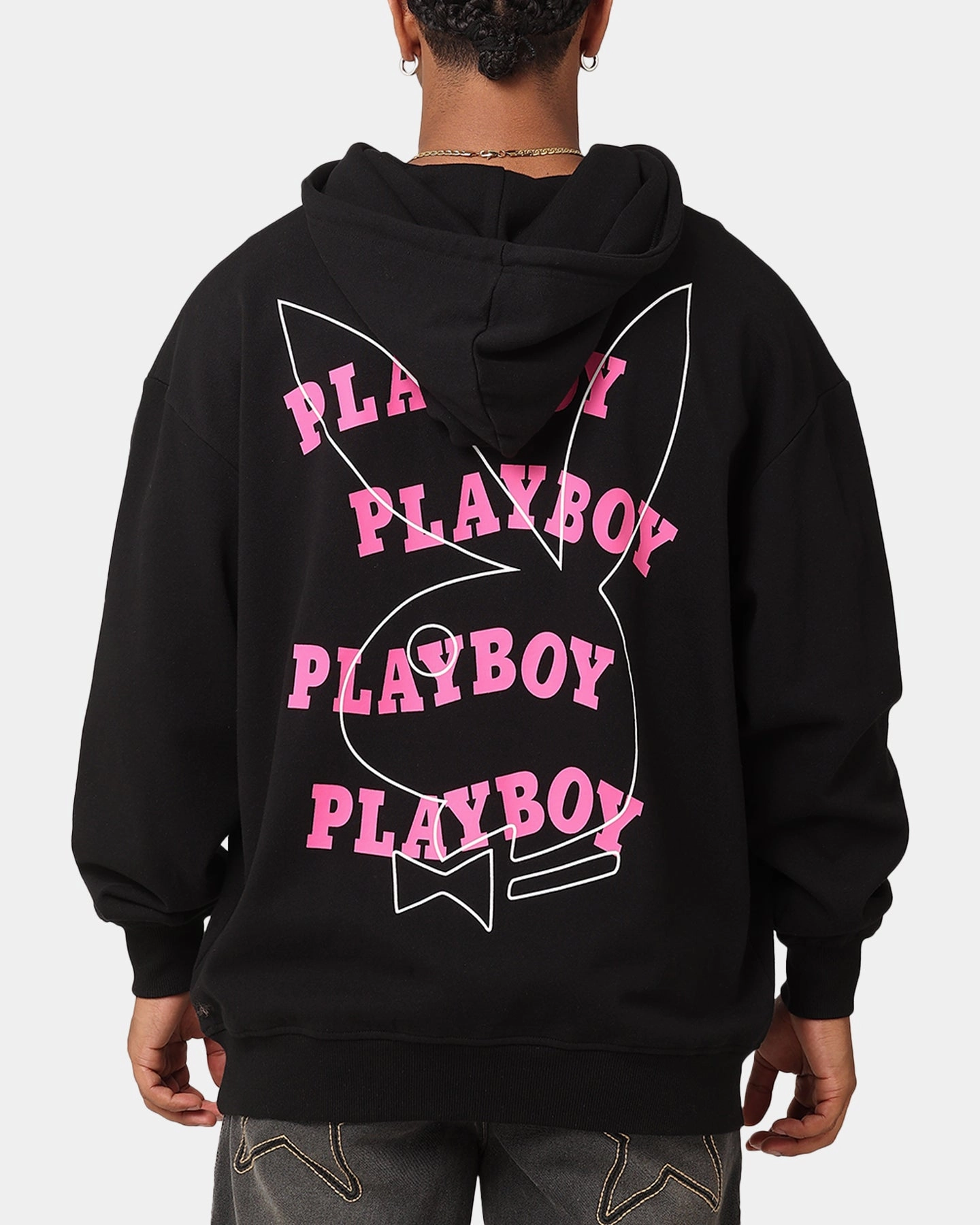 Goal Abrasion Resistant Zippers Playboy Wavy Stack Hoodie Black