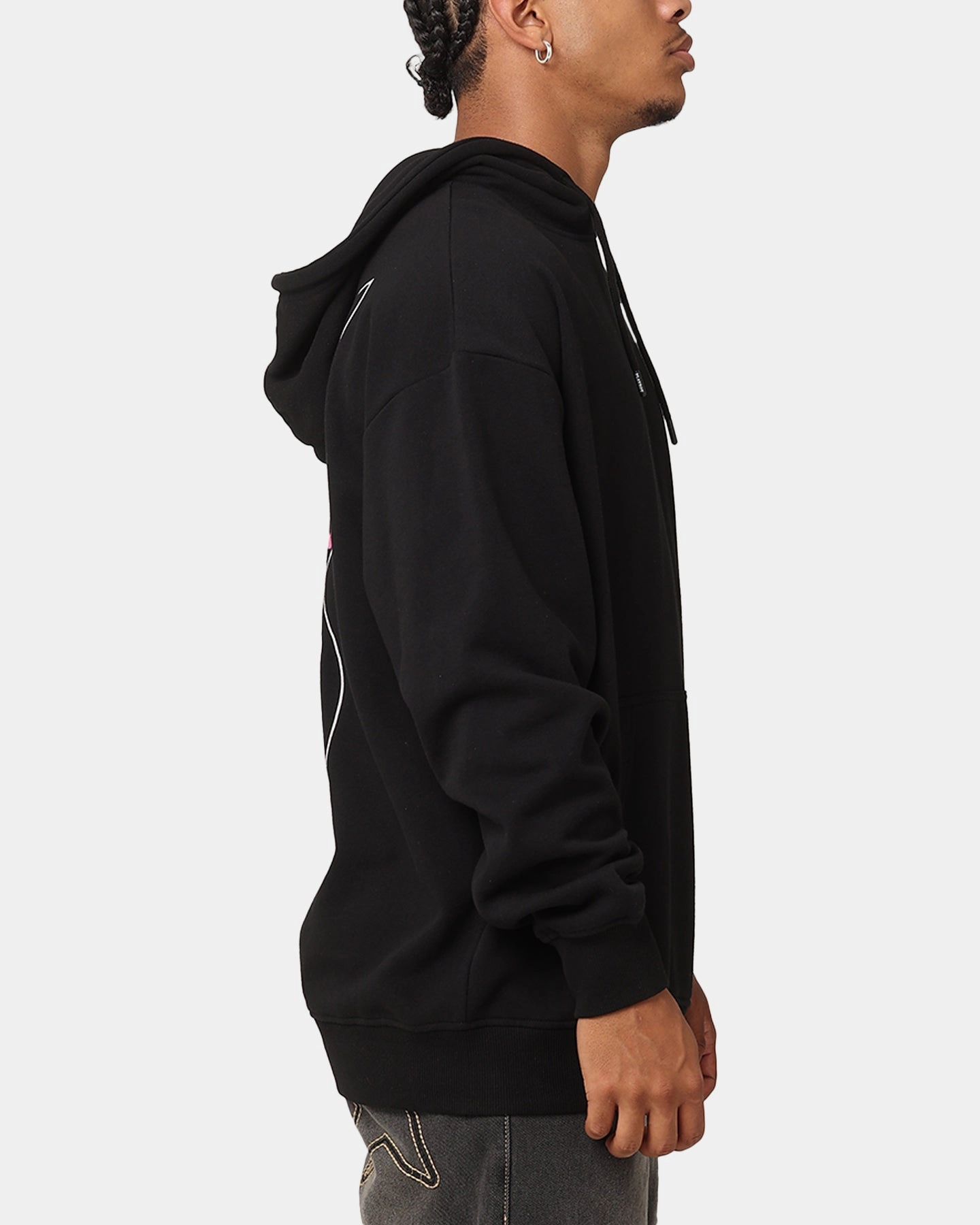 Playboy Wavy Stack Hoodie Black Bonded Zippers