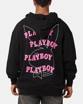 Goal Abrasion Resistant Zippers Playboy Wavy Stack Hoodie Black