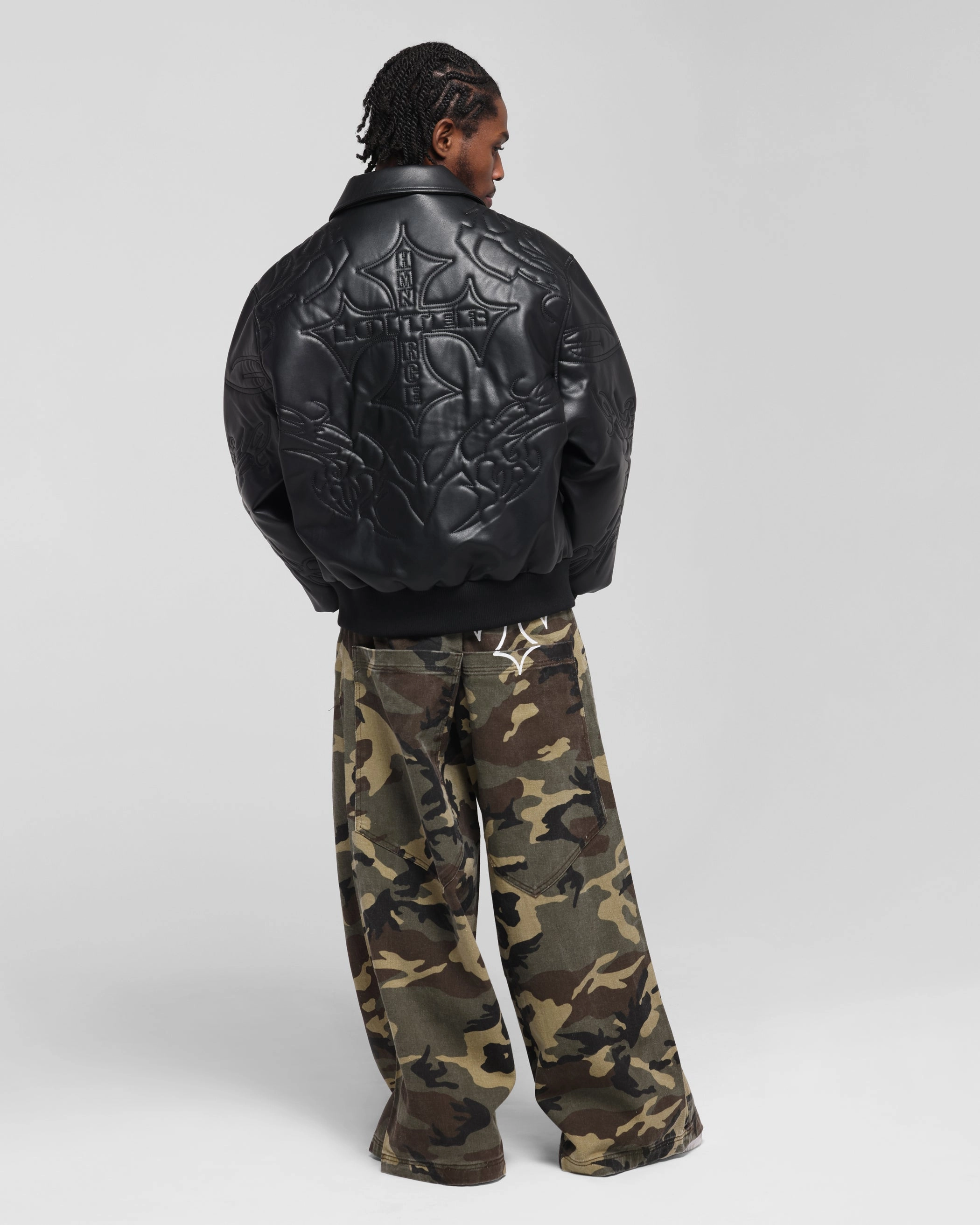 Stand Loiter Fury Vegan Leather Jacket Washed Black