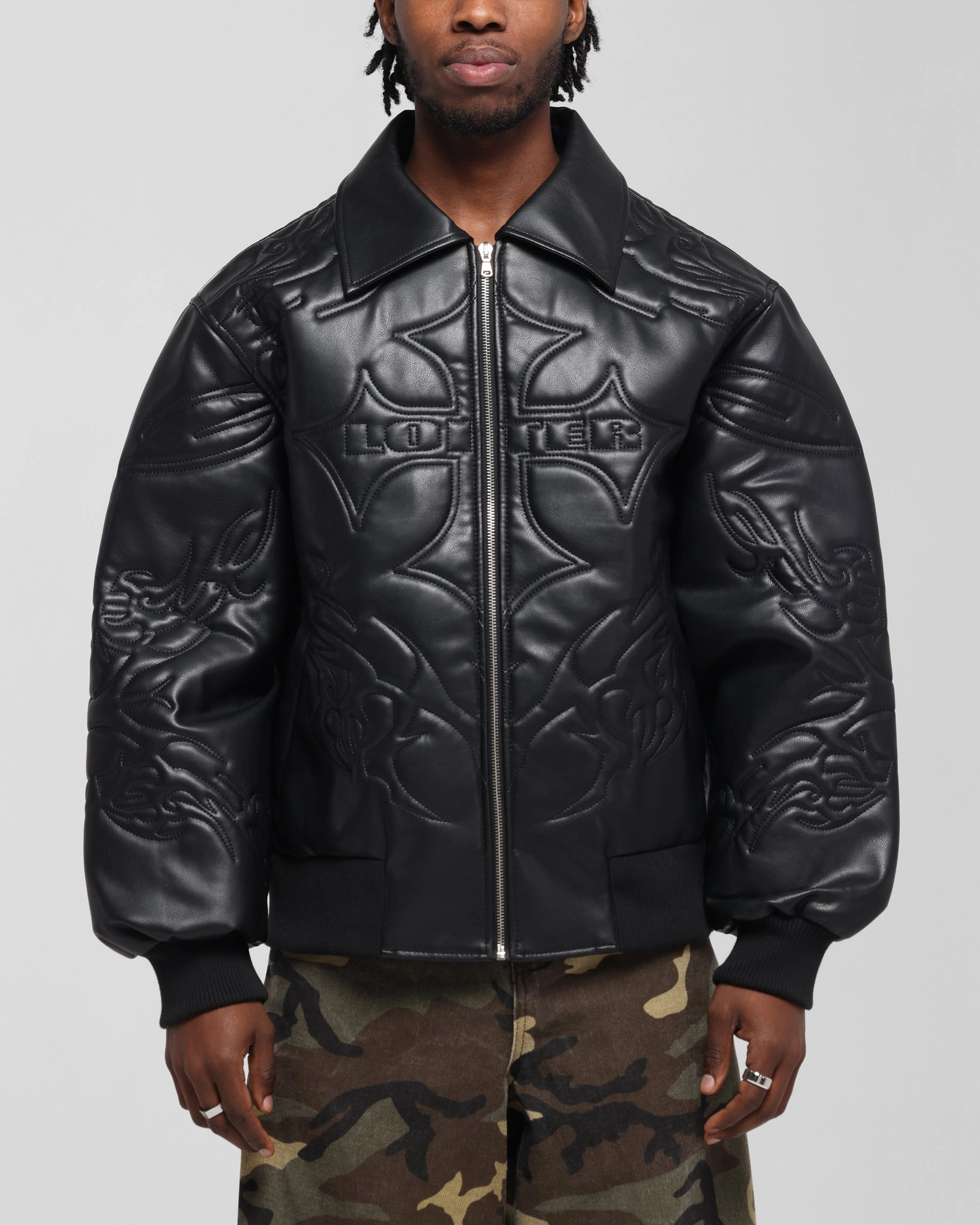Loiter Fury Vegan Leather Jacket Washed Black dancers