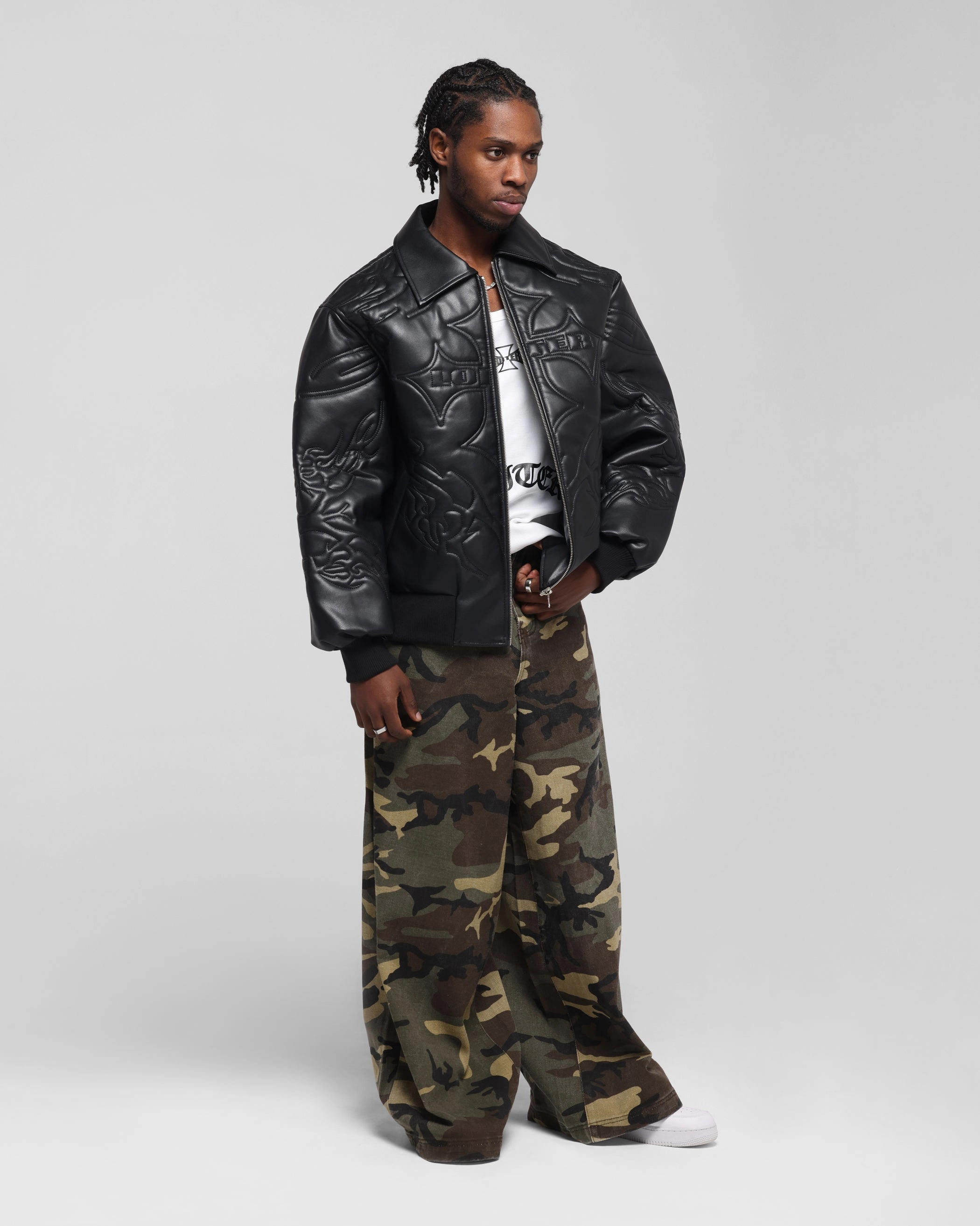 Waterproof Outer Layer Loiter Fury Vegan Leather Jacket Washed Black