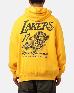 indoor gathering Mitchell & Ness Los Angeles Lakers Rings Hoodie Ochre