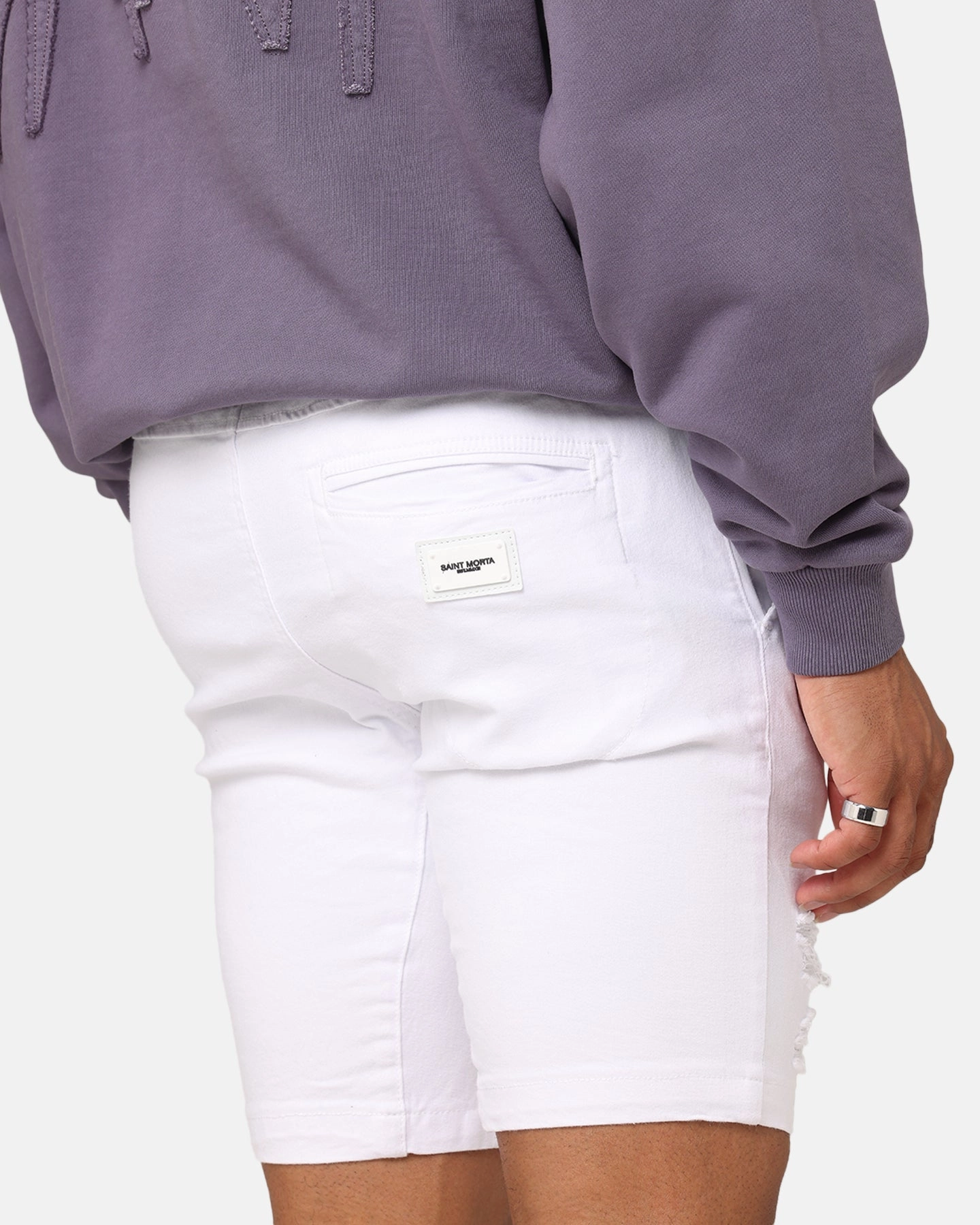 Basic Stretch SeamlessConstruction Saint Morta Annex V2 Denim Shorts White