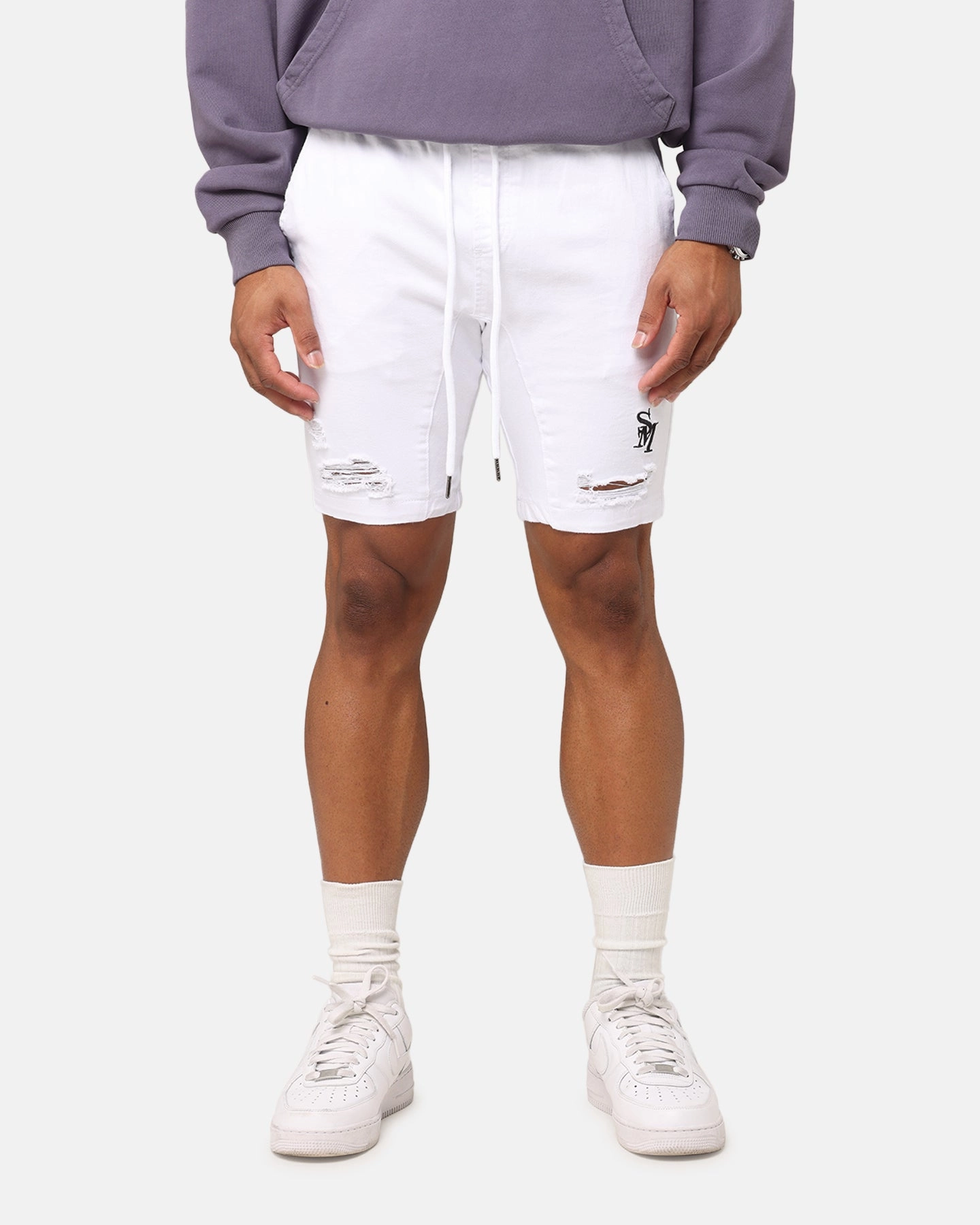 Saint Morta Annex V2 Denim Shorts White runners