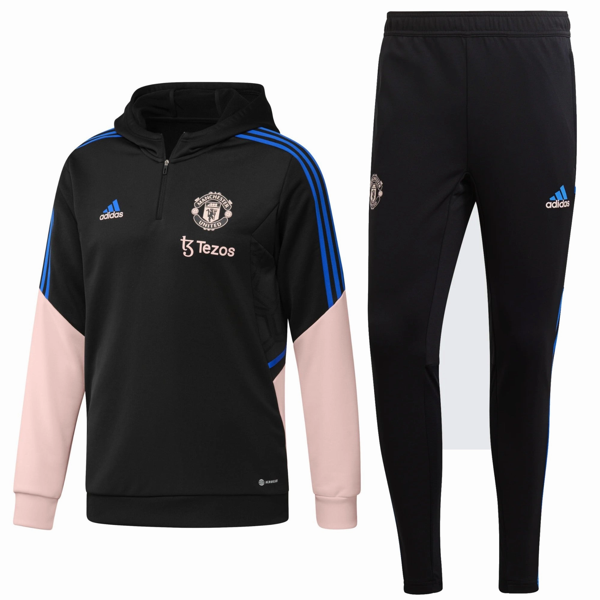 Tagless Neck Label Polka dot patterns Manchester United hooded training technical tracksuit 2023 - Adidas
