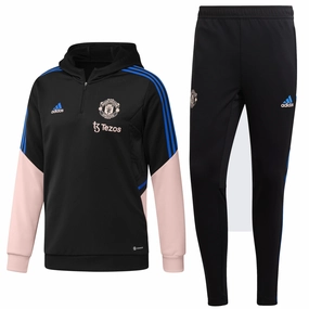 Tagless Neck Label Polka dot patterns Manchester United hooded training technical tracksuit 2023 - Adidas