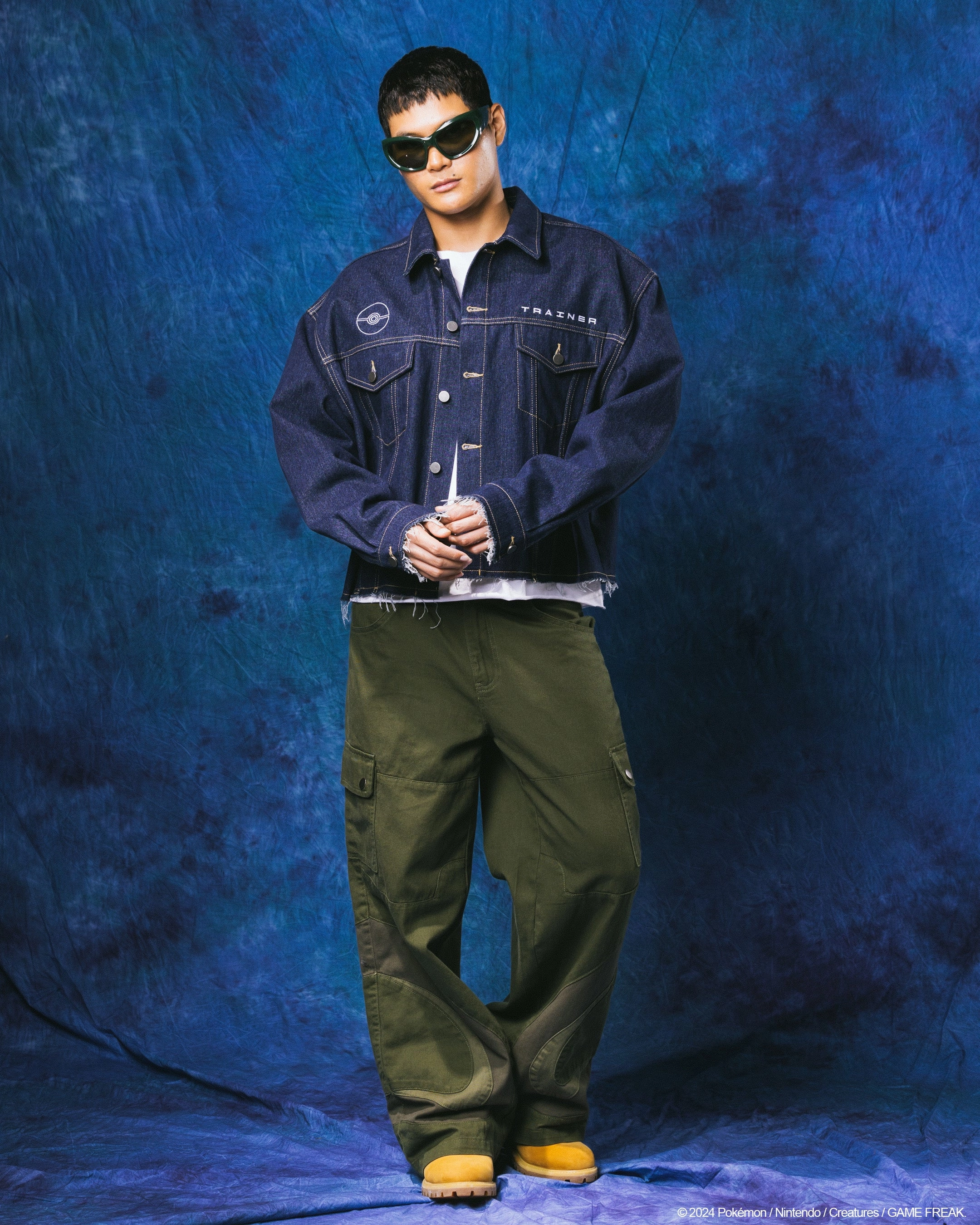 Fall Friendly suitable for cultural festivals Pok??mon By Loiter Pikachu Denim Jacket Washed Blue