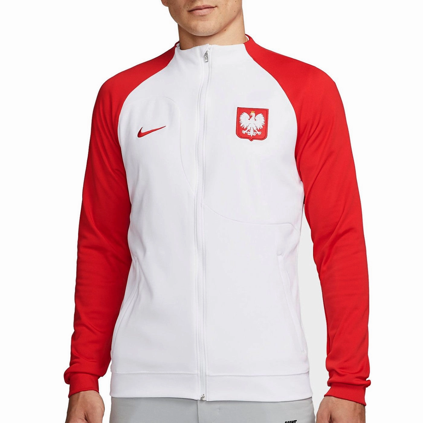 Poland pre-match presentation Soccer jacket 2022/23 white/red - Nike Lightweight Design FlexibleMobility