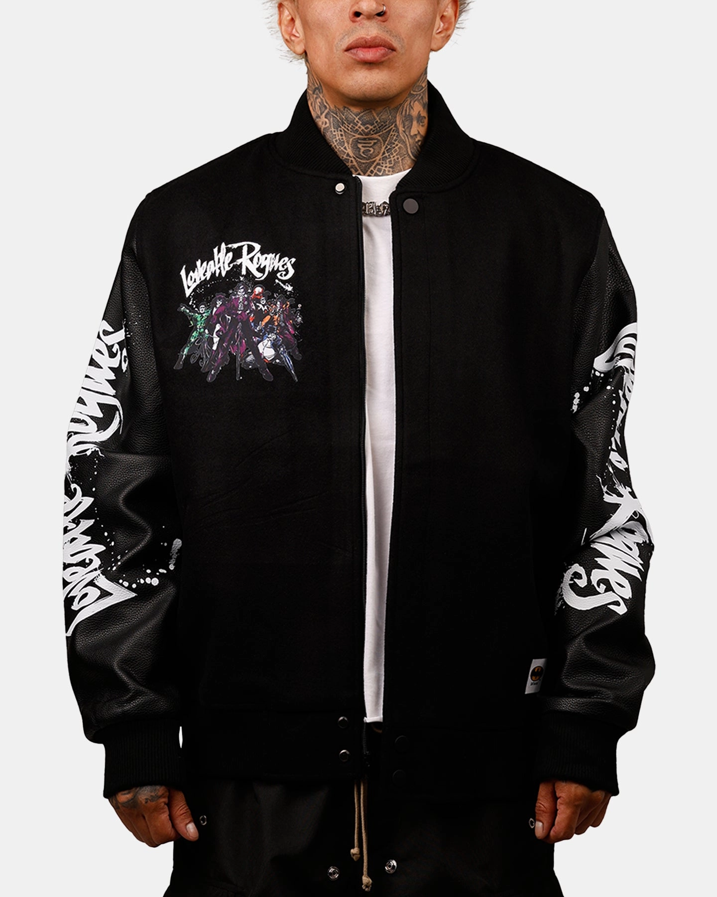 Magnetic Closure Heat Sealed Seams Freeze Max DC Batman Rogues 'Troublemakers' Varsity Jacket Black