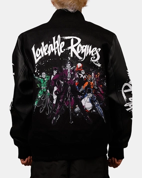 Surf Flexible Shoulder Seams Freeze Max DC Batman Rogues 'Troublemakers' Varsity Jacket Black