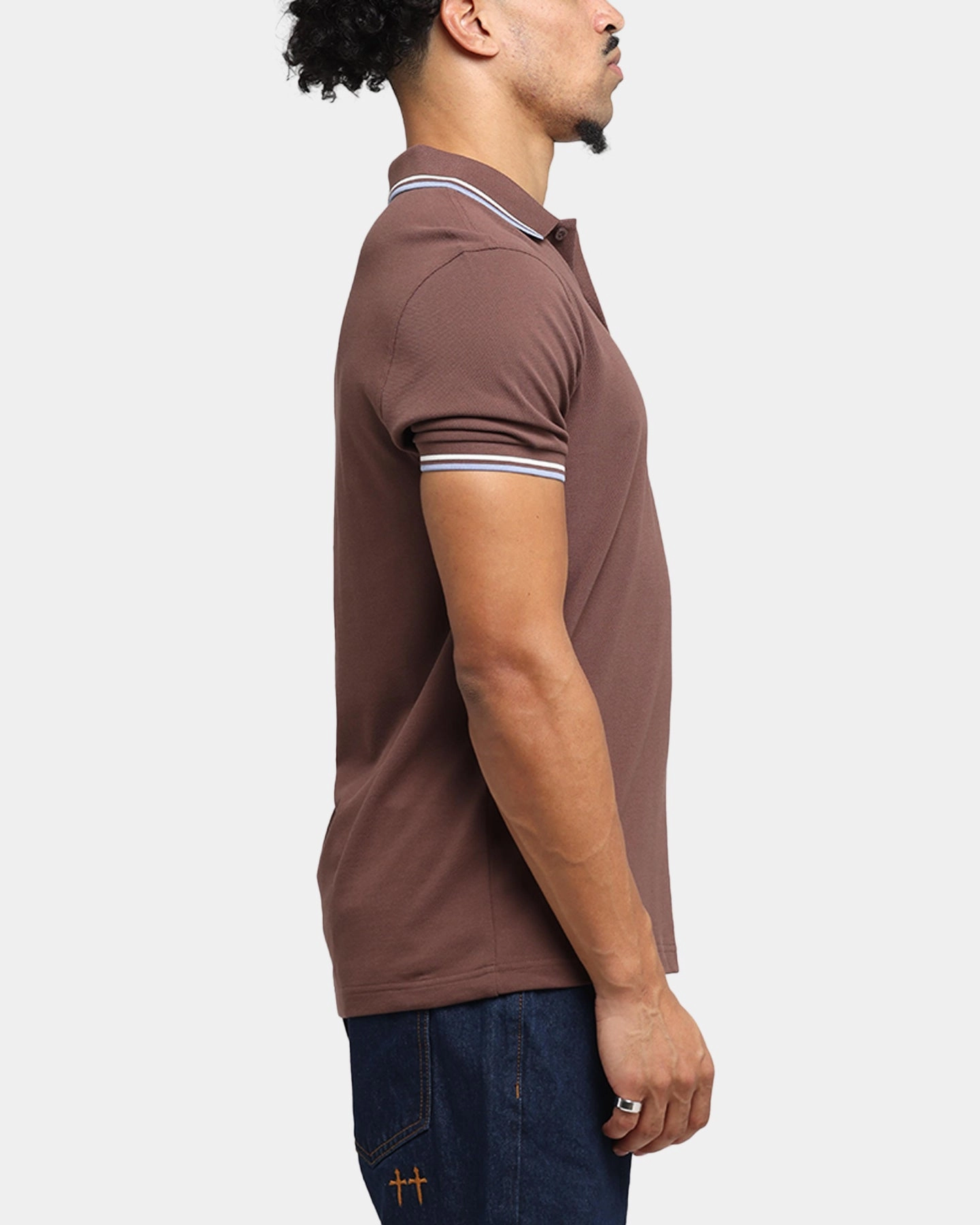 Fred Perry Twin Tipped Polo Shirt Brick MoistureWicking Fabric