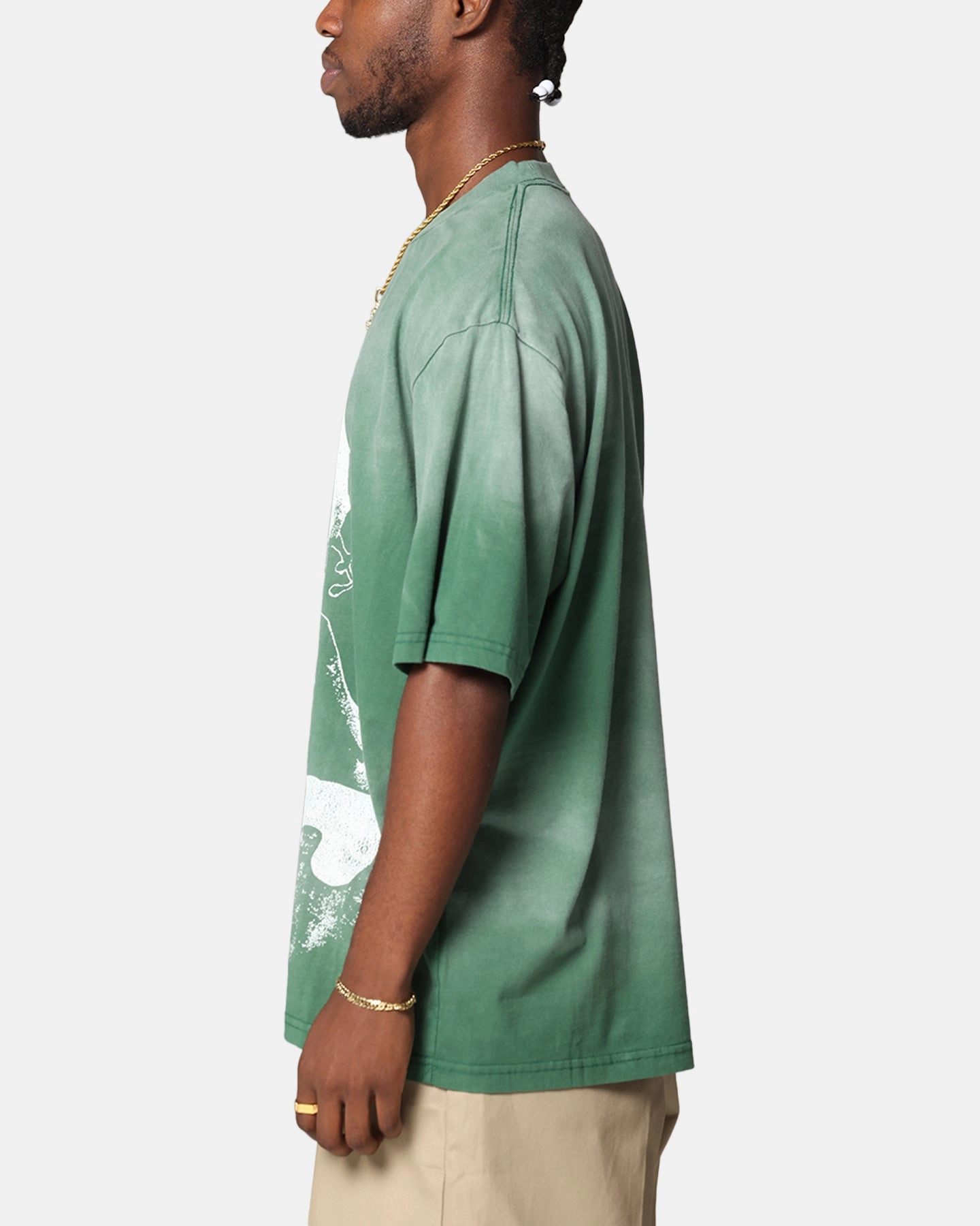 Comfy Vibes Relaxed Look Pusha T Pusha T Hem Vintage T-Shirt Washed Green