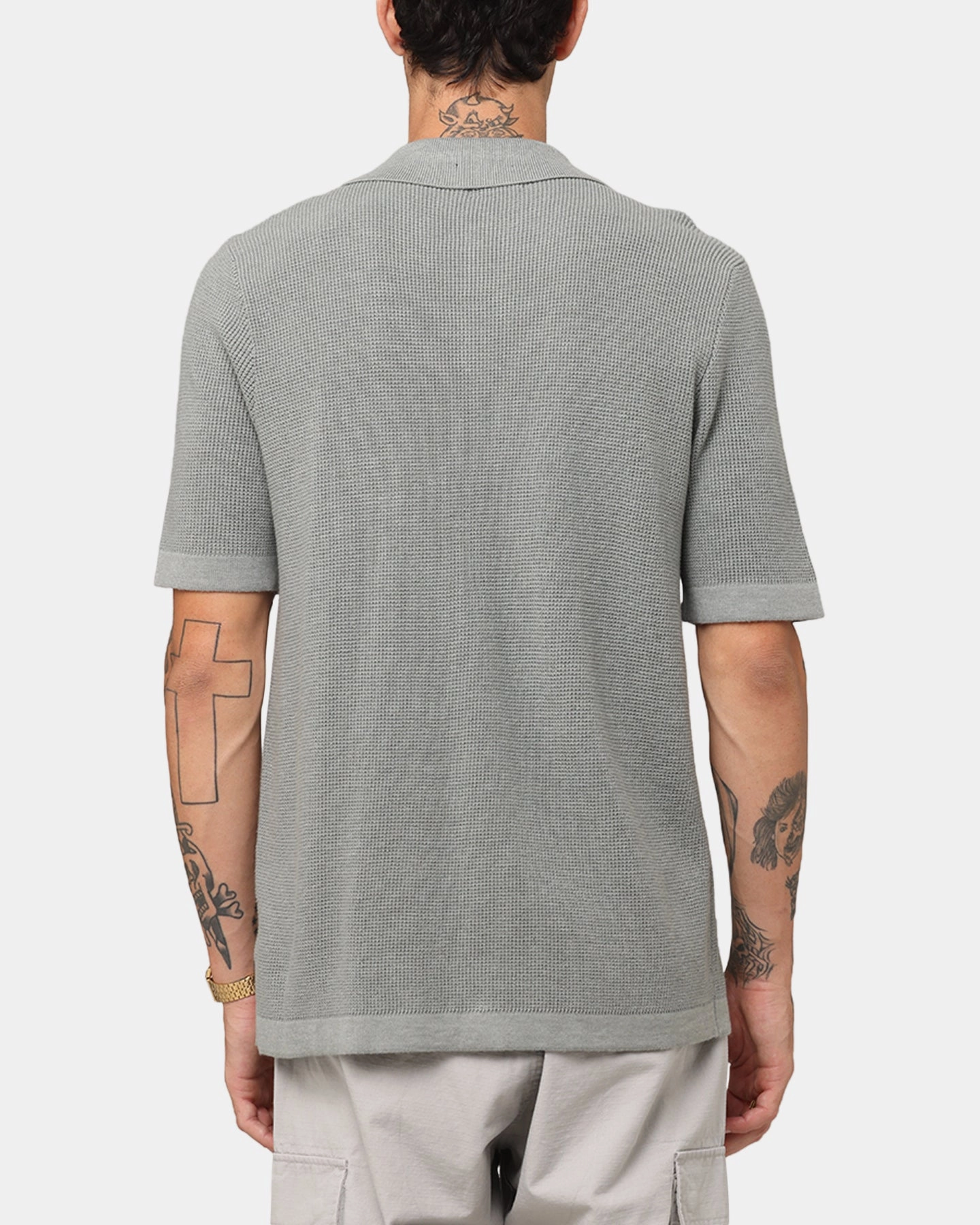 Streetwear XXIII Zyair Knit Rib Button Up Shirt Olive