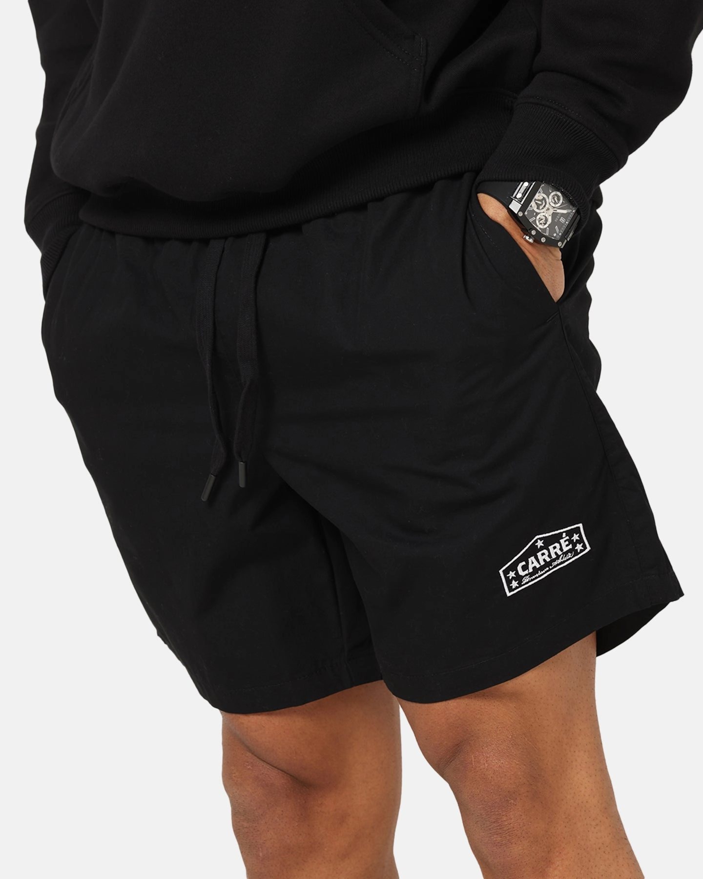 MultiPocket Design cycling clothing Carre Block Star Beach Shorts Black