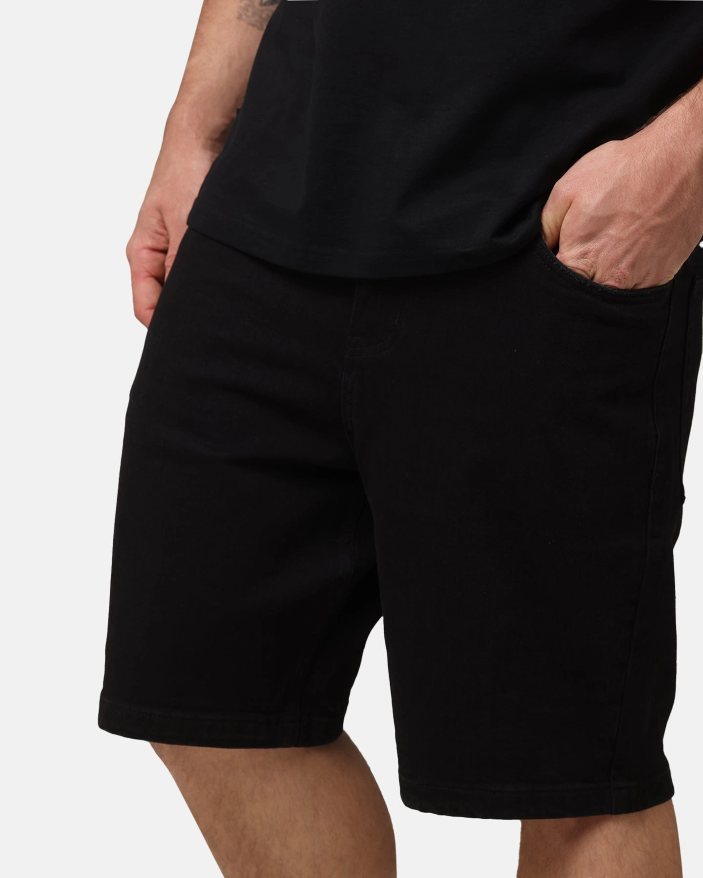 Fun Colors Four Way Stretch Fabric Saint Morta Essential Denim Shorts Washed Black