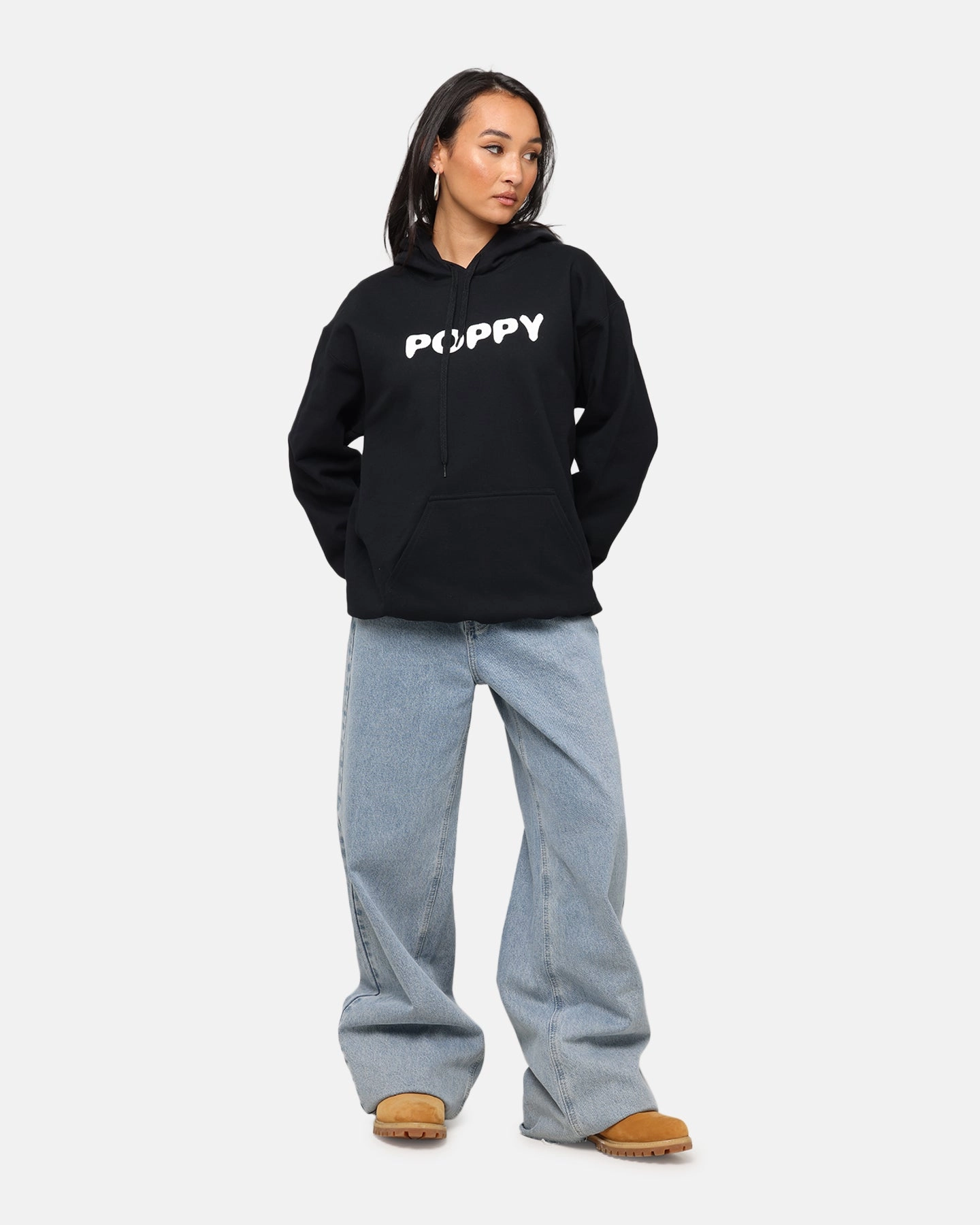 Poppy Negative Spaces Hoodie Black Distressed Detailing