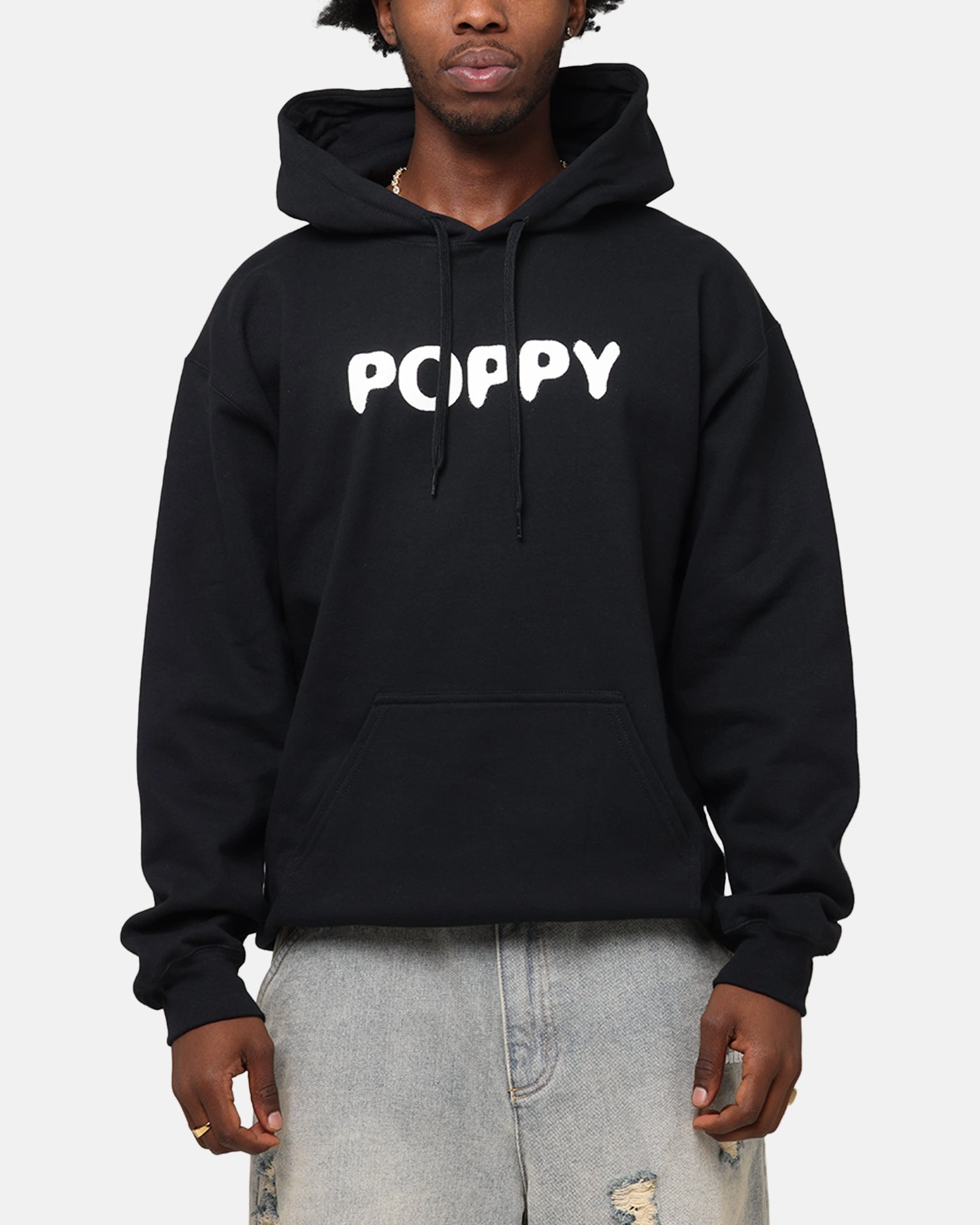 Urban Cool Warm Garment Poppy Negative Spaces Hoodie Black