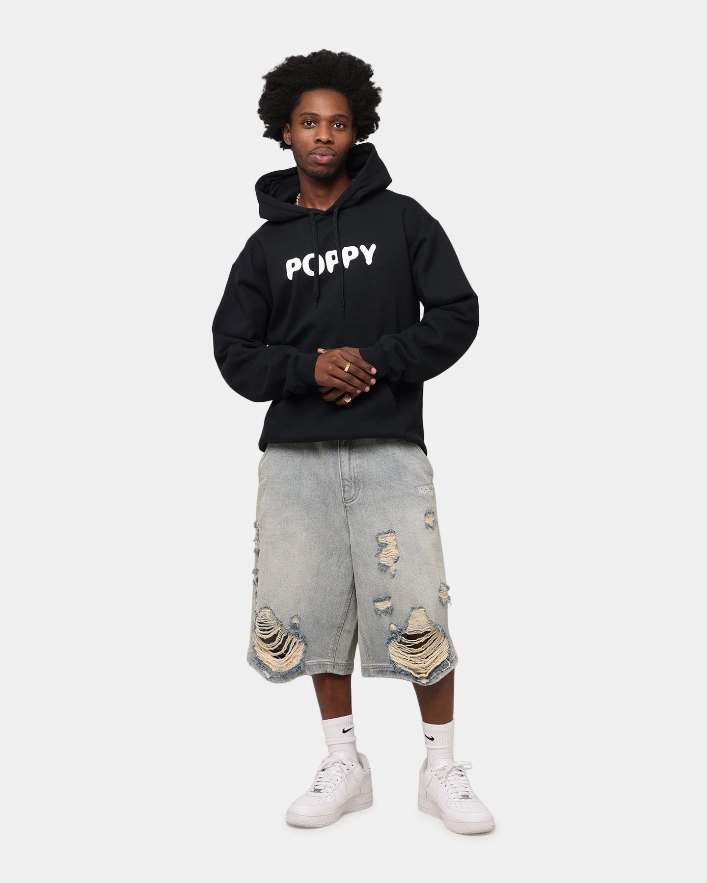 Poppy Negative Spaces Hoodie Black Weekend Casual football attire