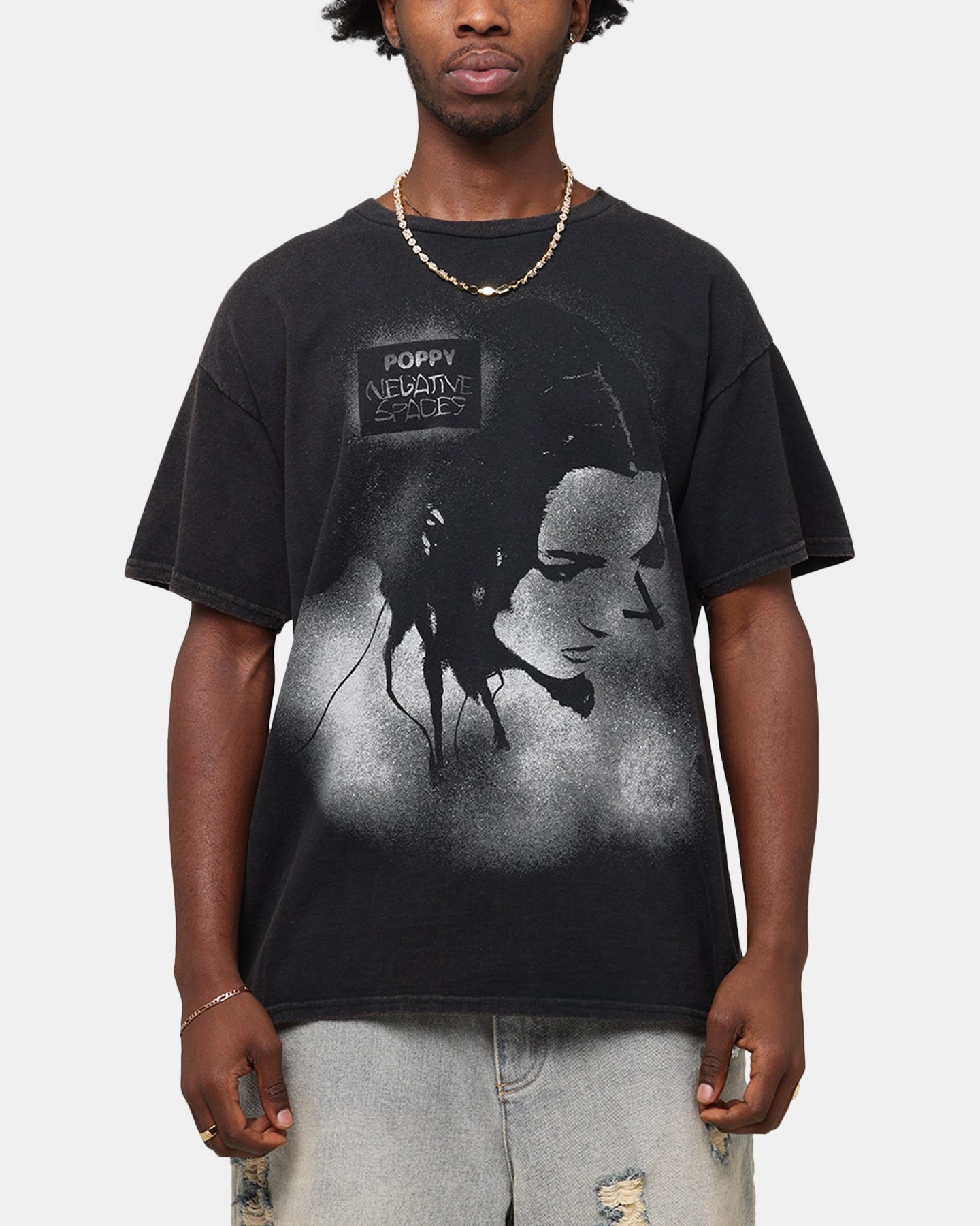 Tubular Knit Structure Poppy Poppy T-Shirt Black Vintage