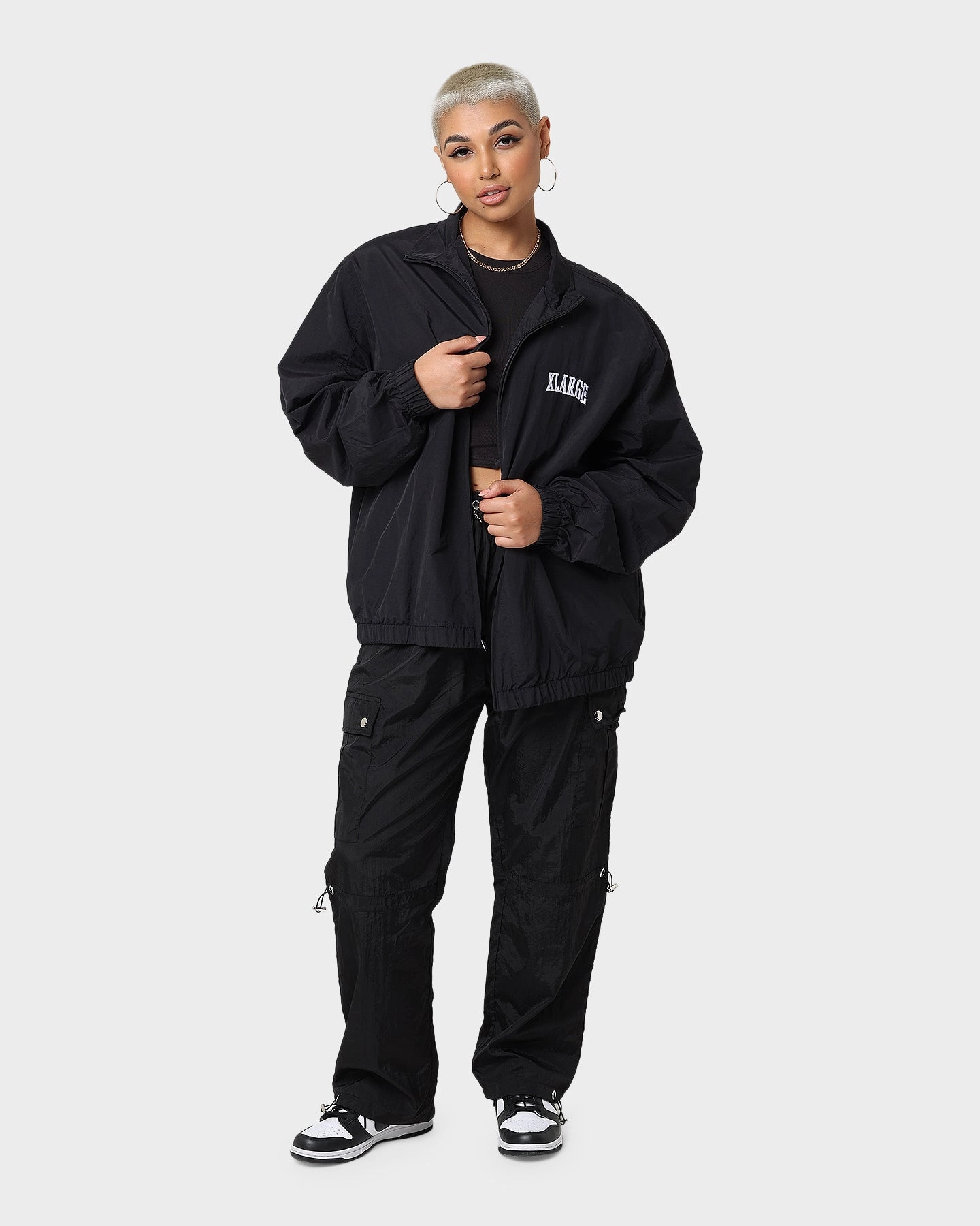 XLARGE Arched Track Jacket Black Anti Slip Collar Pocket-square