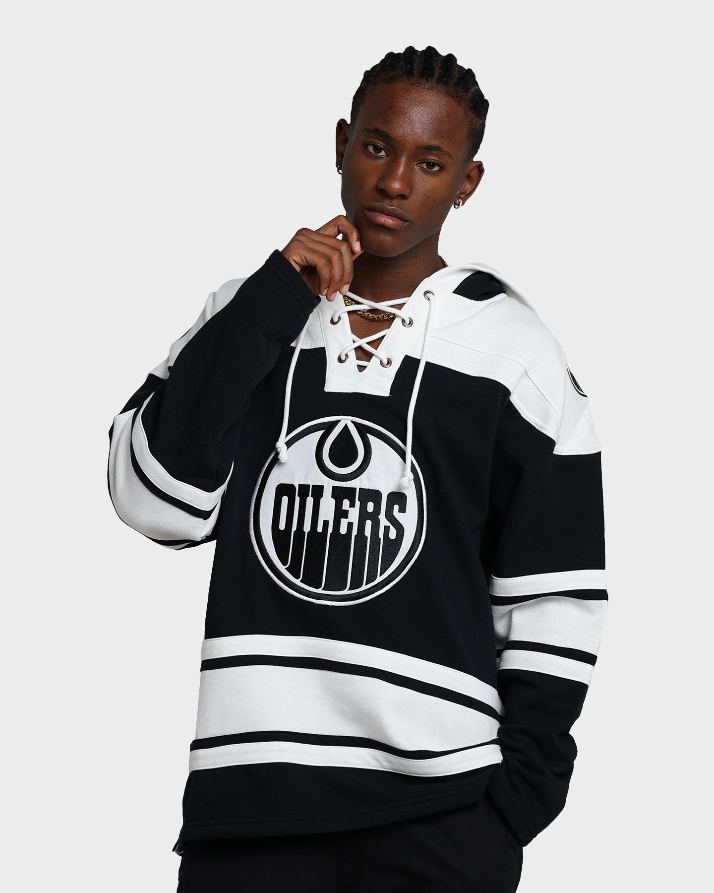 47 Brand Edmonton Oilers Superior Lacer Hoodie Jet Black Black