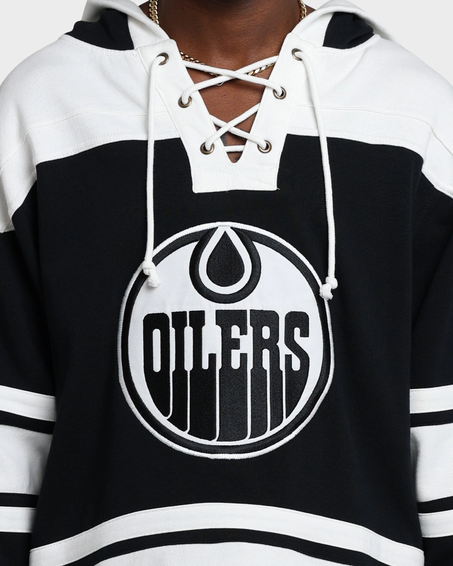 47 Brand Edmonton Oilers Superior Lacer Hoodie Jet Black Easy Care