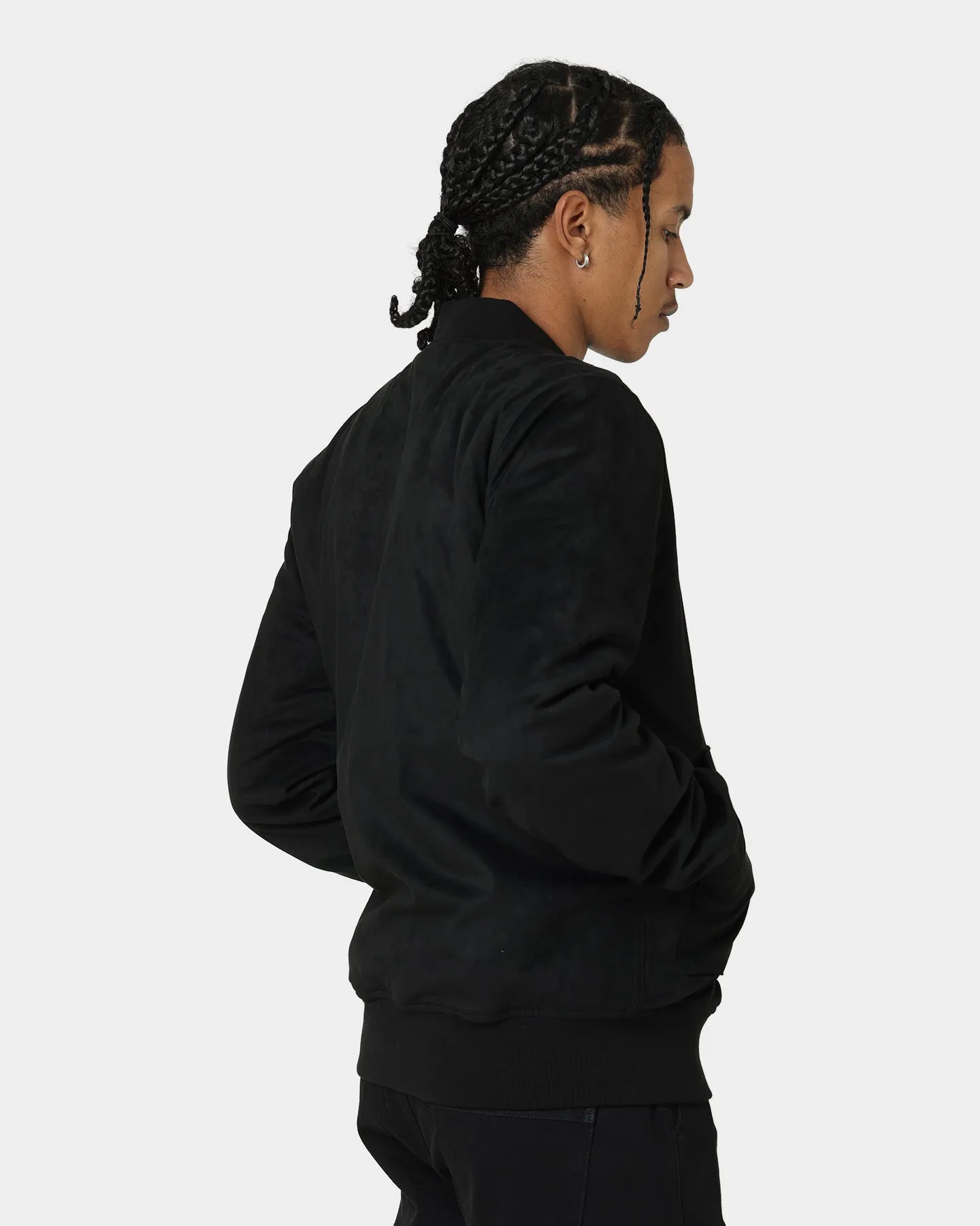 Carr?? C-89 Suede Bomber Jacket Black Hexagonal Quilted Pattern Rugged Look