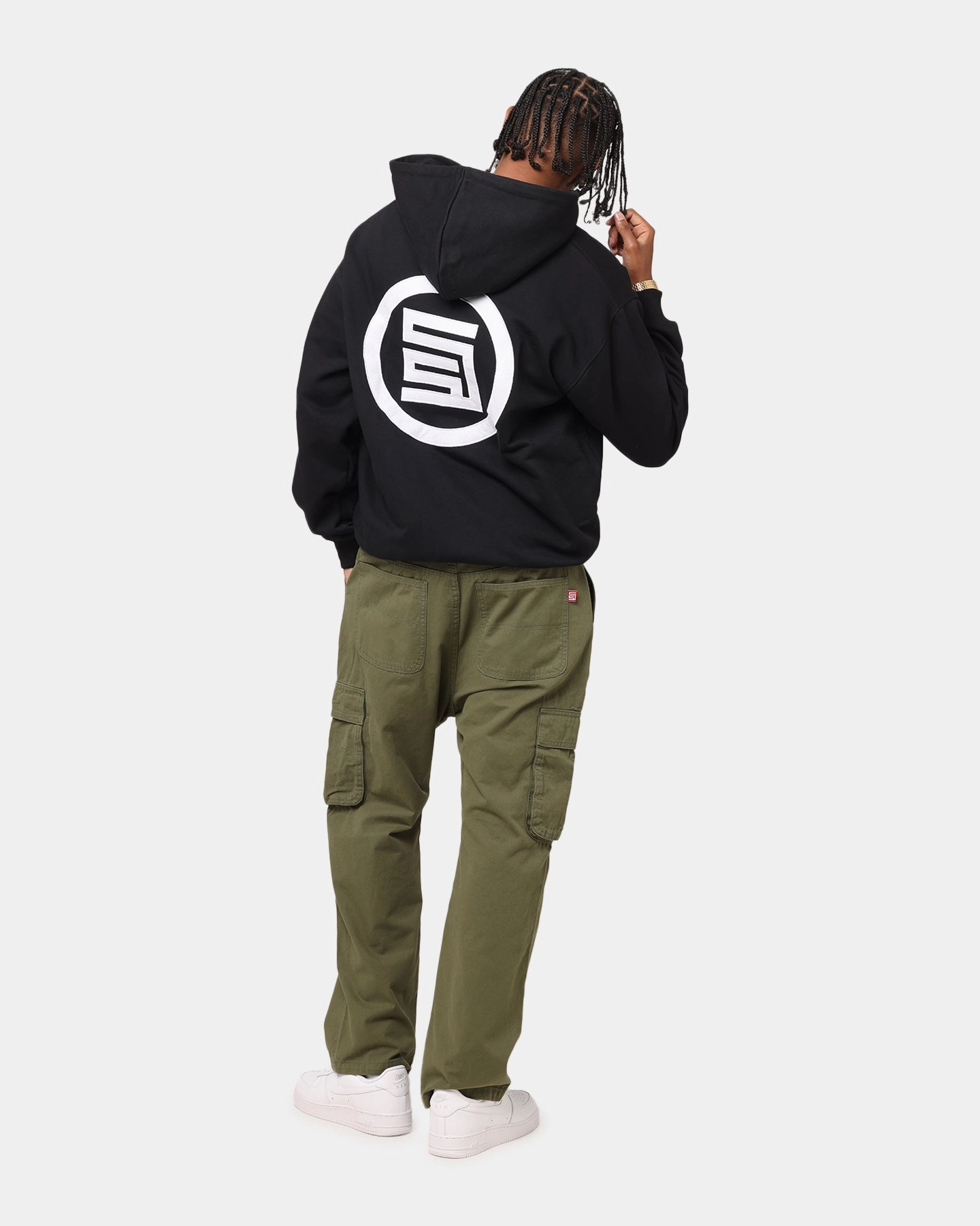 S Double Applique Zip-Up Hoodie Black Illustrate