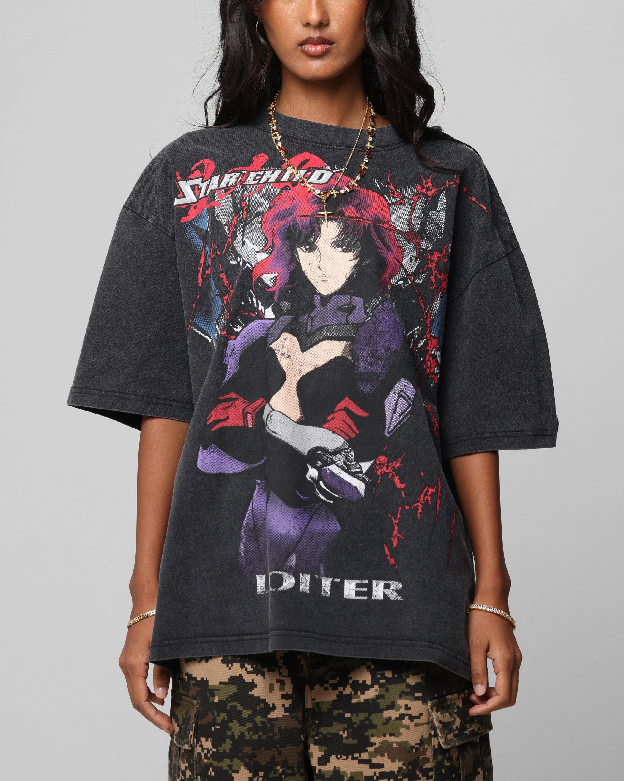 Loiter Valkyrie Vintage T-Shirt Black Wash OversizedSilhouette