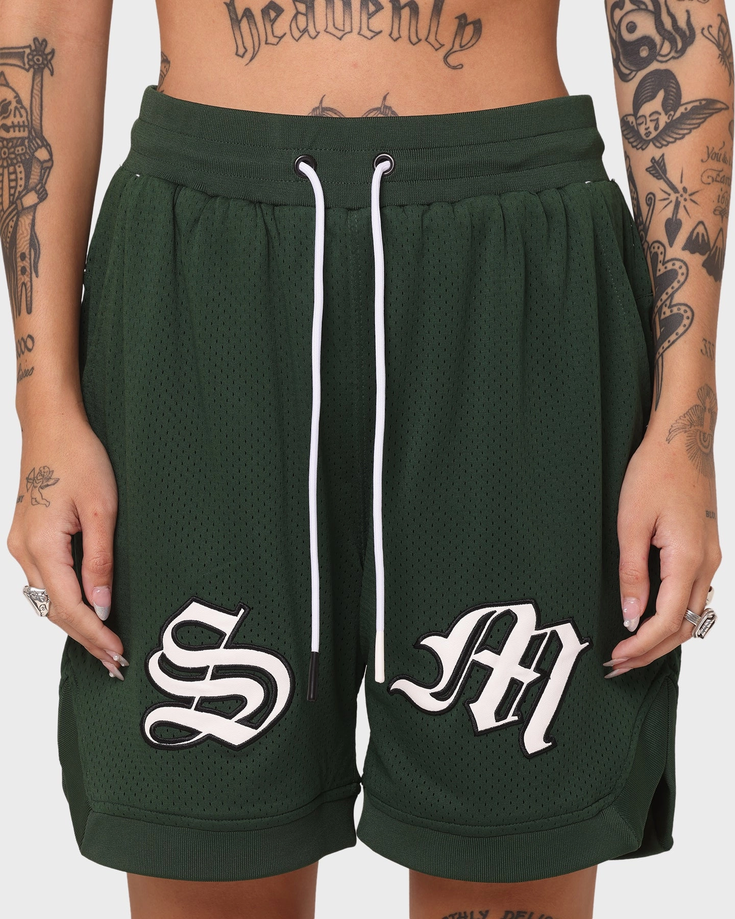 Saint Morta Graves Basketball Shorts Dark Green Versatile Layering Capability Biodegradable Material Option
