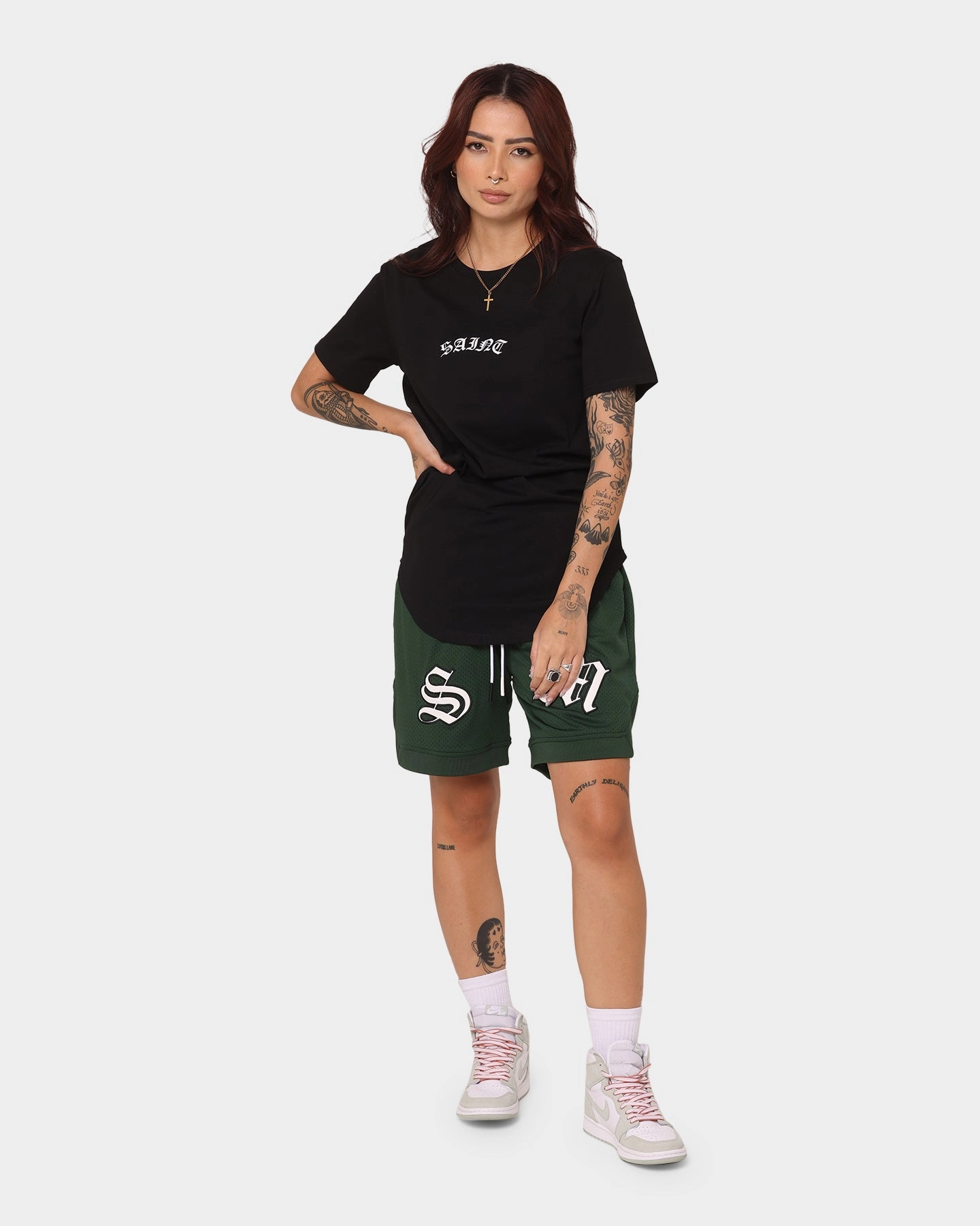 Saint Morta Graves Basketball Shorts Dark Green Chafe Free Edging Quick Release Closure