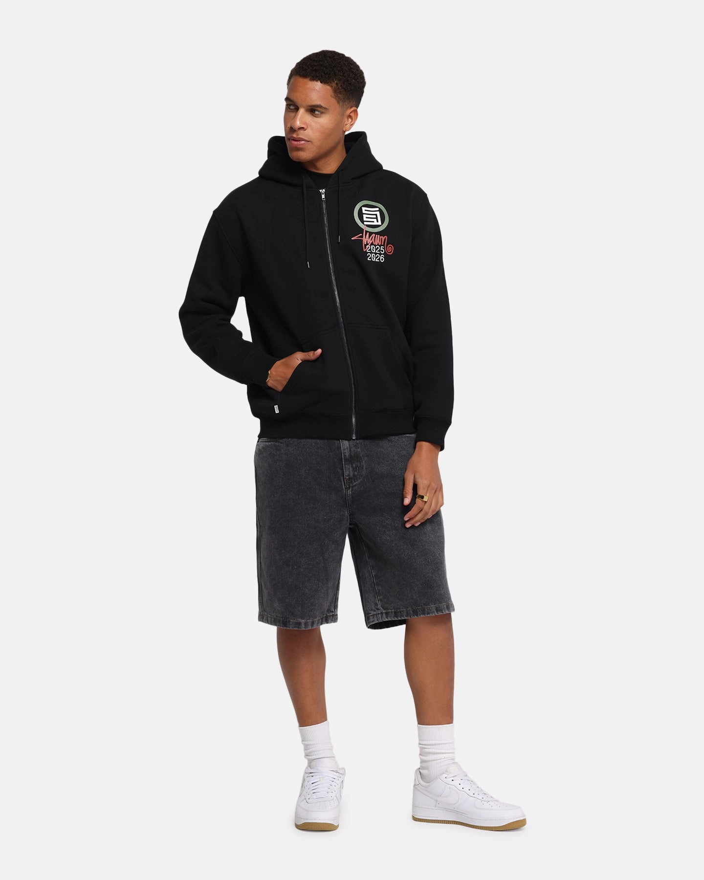 Rural style S Double 25/26 Zip Through Hoodie Black