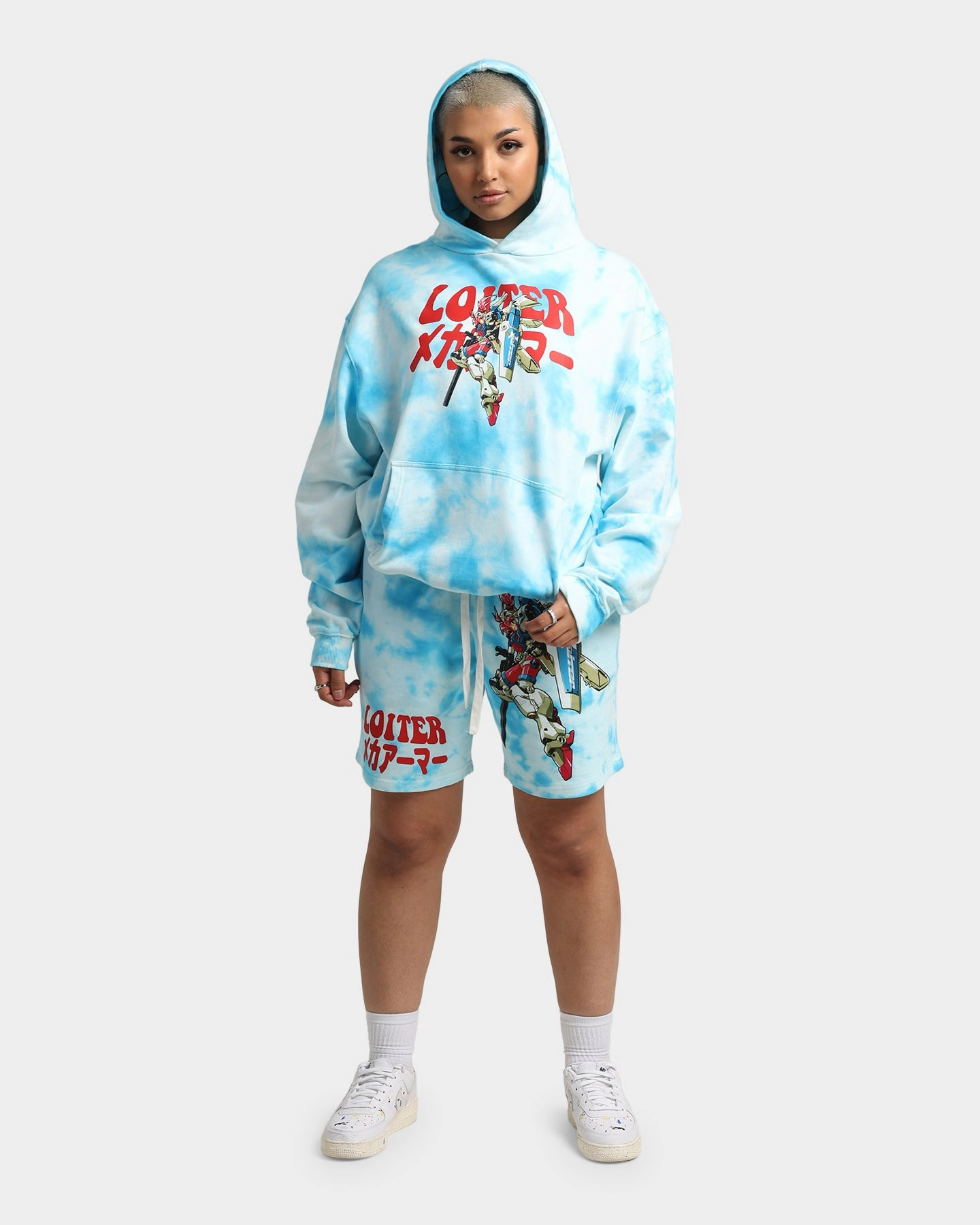 Round-neck Loiter Eternal Tie Dye Hoodie Blue