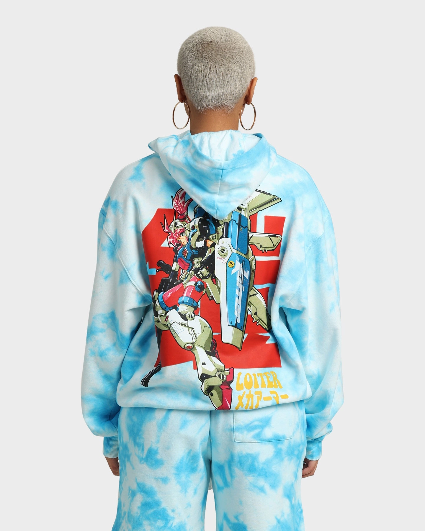 Cordlock Adjustment System Stylish Design Loiter Eternal Tie Dye Hoodie Blue