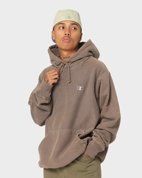 Champion Reverse Weave Garm Dye Hoodie Latte Brown Weather Resistant Coating