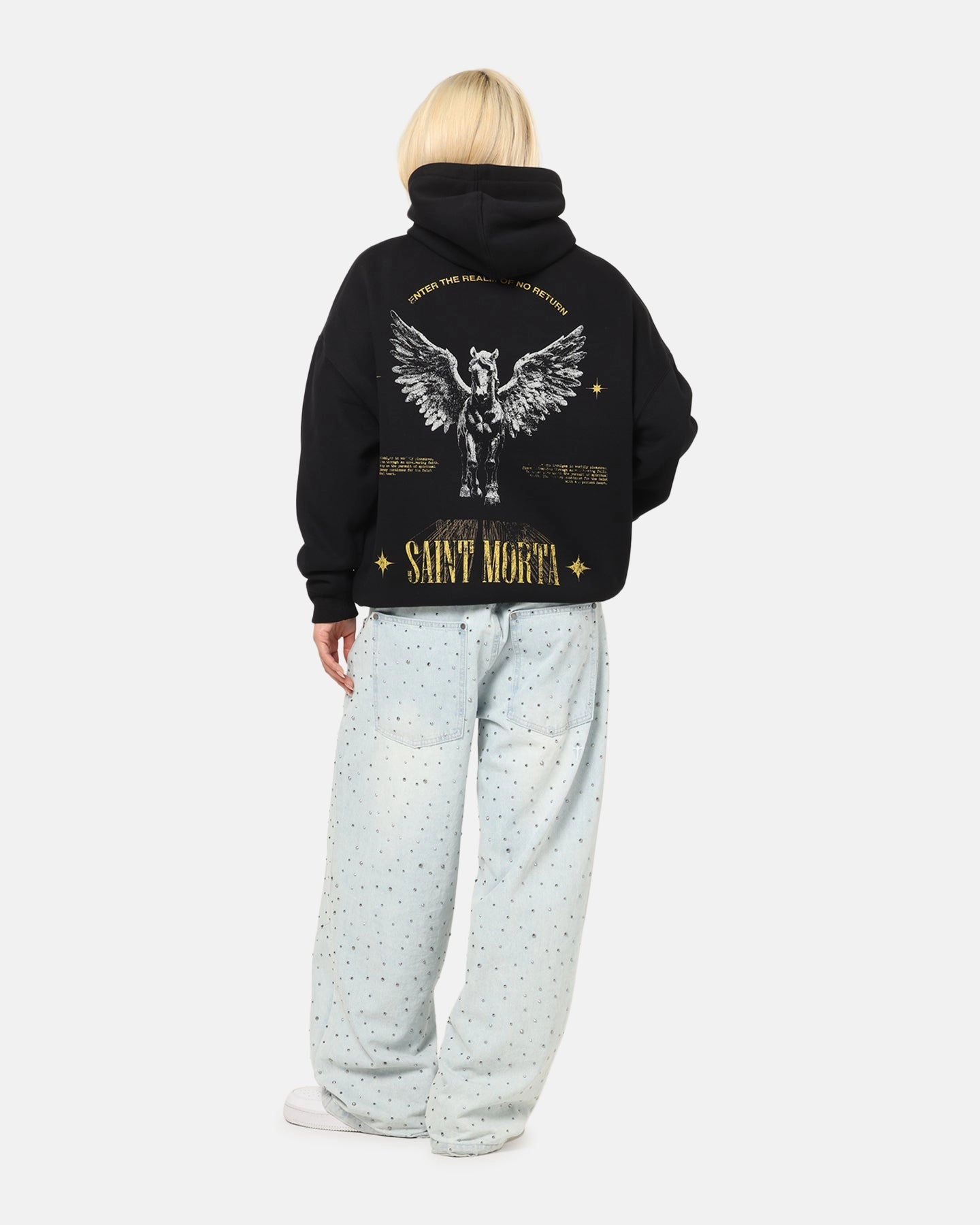 Saint Morta Realm Of Return Boxy Hoodie Black Pajama like